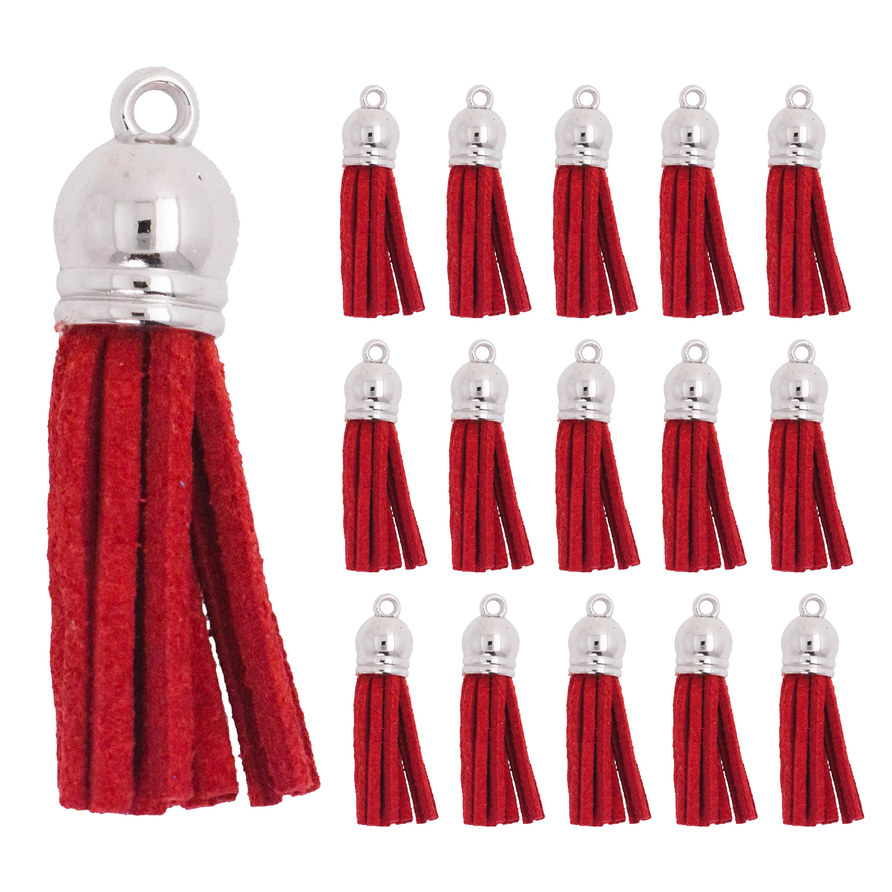 Mandala Crafts Faux Leather Suede Tassel with Loop for Keychains, Jewelry Making, Bookmarks, Books, Gifts, Pillows