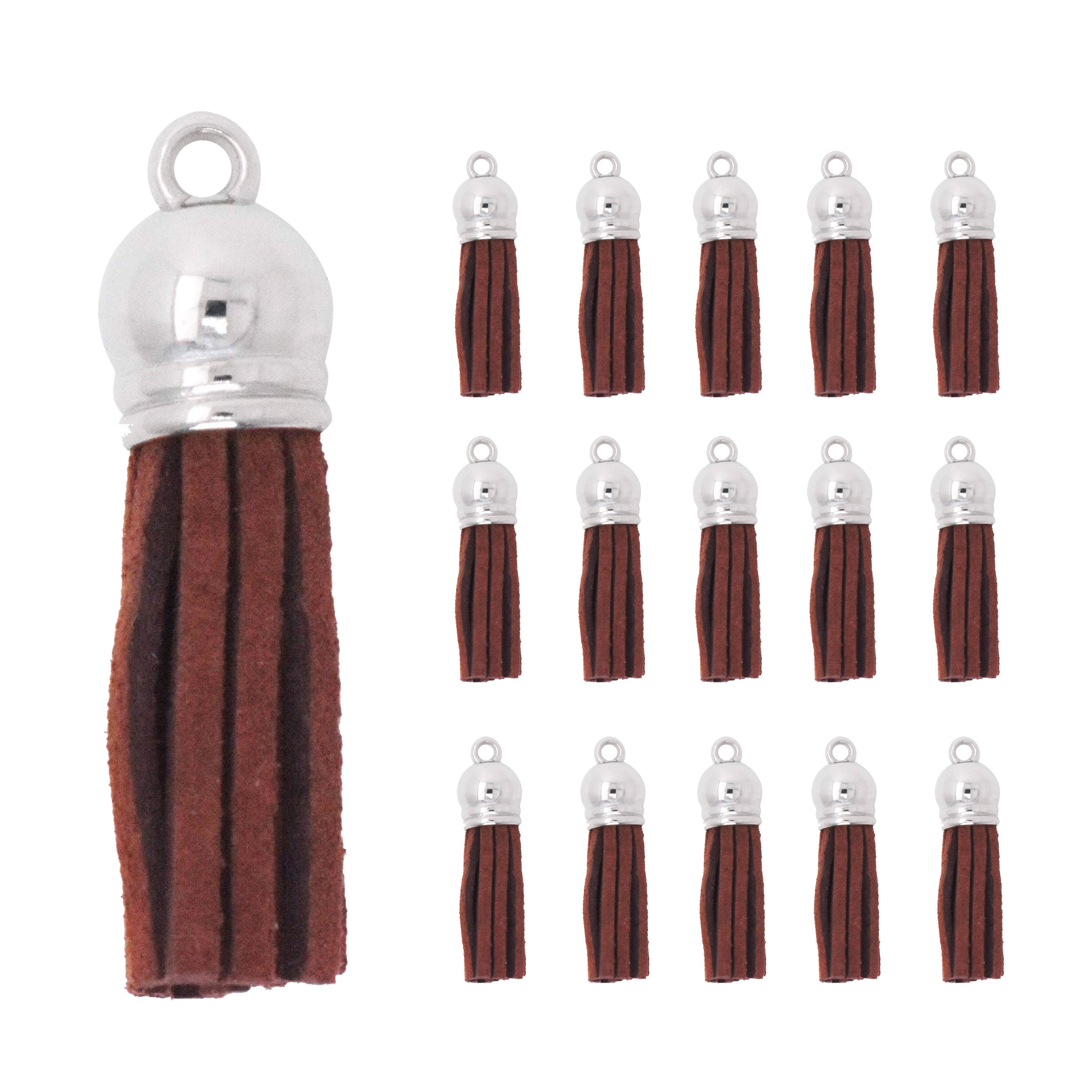 Mandala Crafts Faux Leather Suede Tassel with Loop for Keychains, Jewelry Making, Bookmarks, Books, Gifts, Pillows