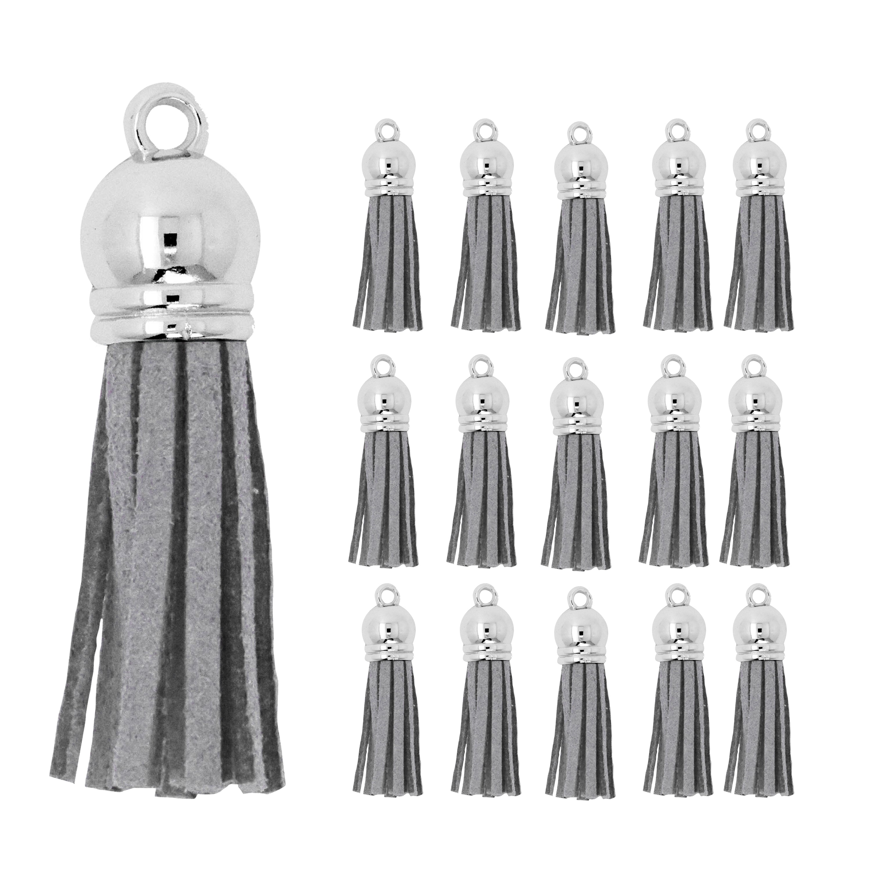 Mandala Crafts Faux Leather Suede Tassel with Loop for Keychains, Jewelry Making, Bookmarks, Books, Gifts, Pillows