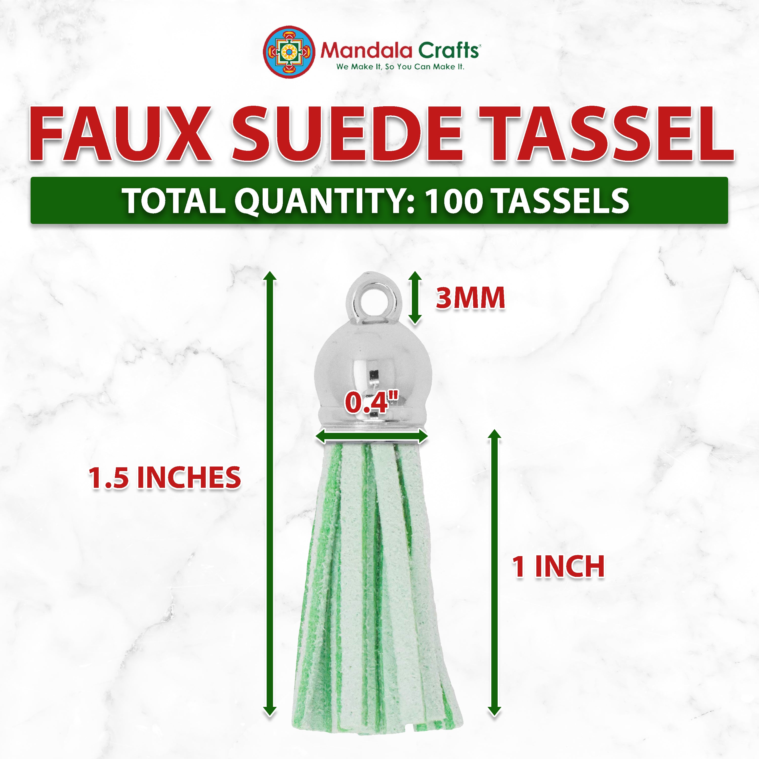 Mandala Crafts Faux Leather Suede Tassel with Loop for Keychains, Jewelry Making, Bookmarks, Books, Gifts, Pillows