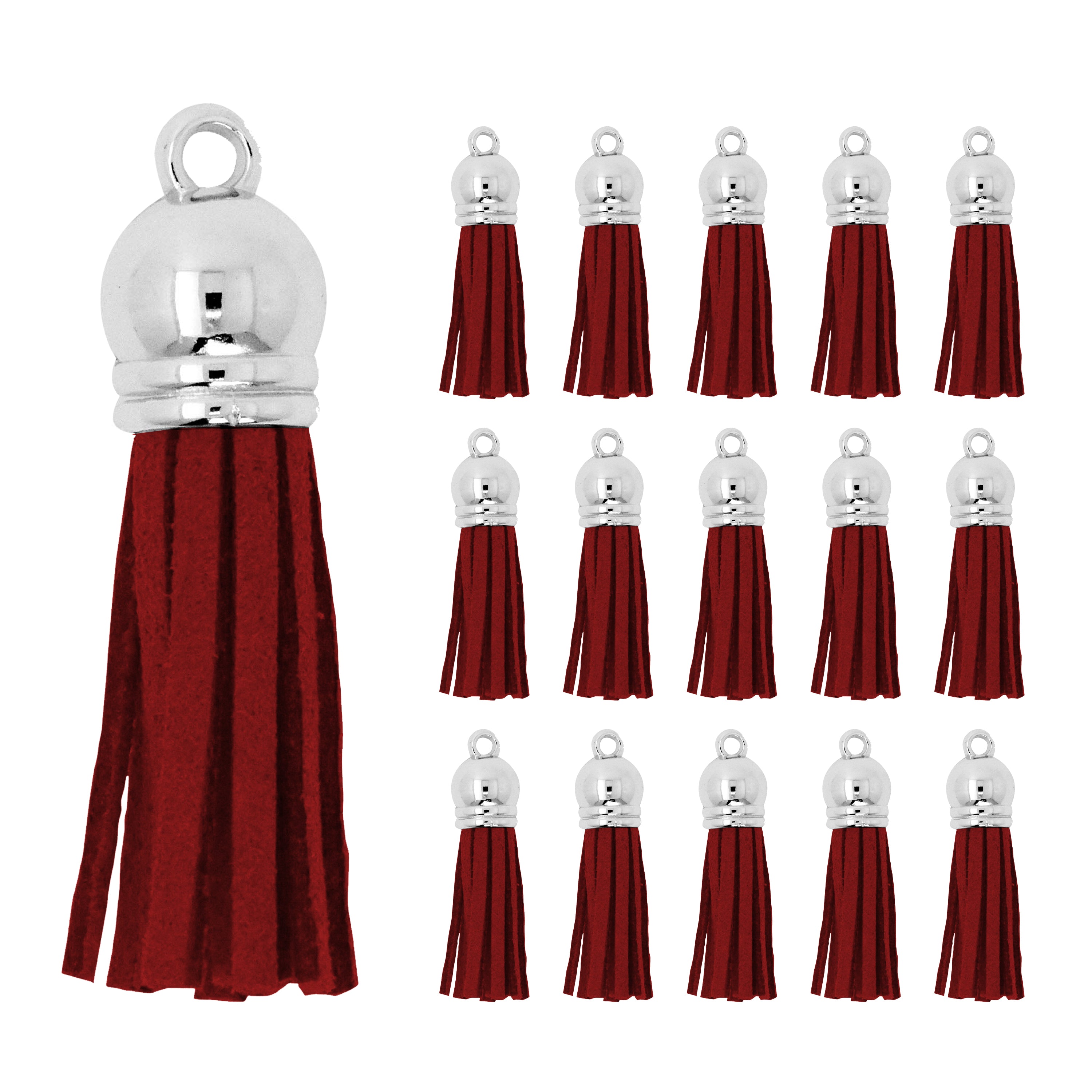 Mandala Crafts Faux Leather Suede Tassel with Loop for Keychains, Jewelry Making, Bookmarks, Books, Gifts, Pillows