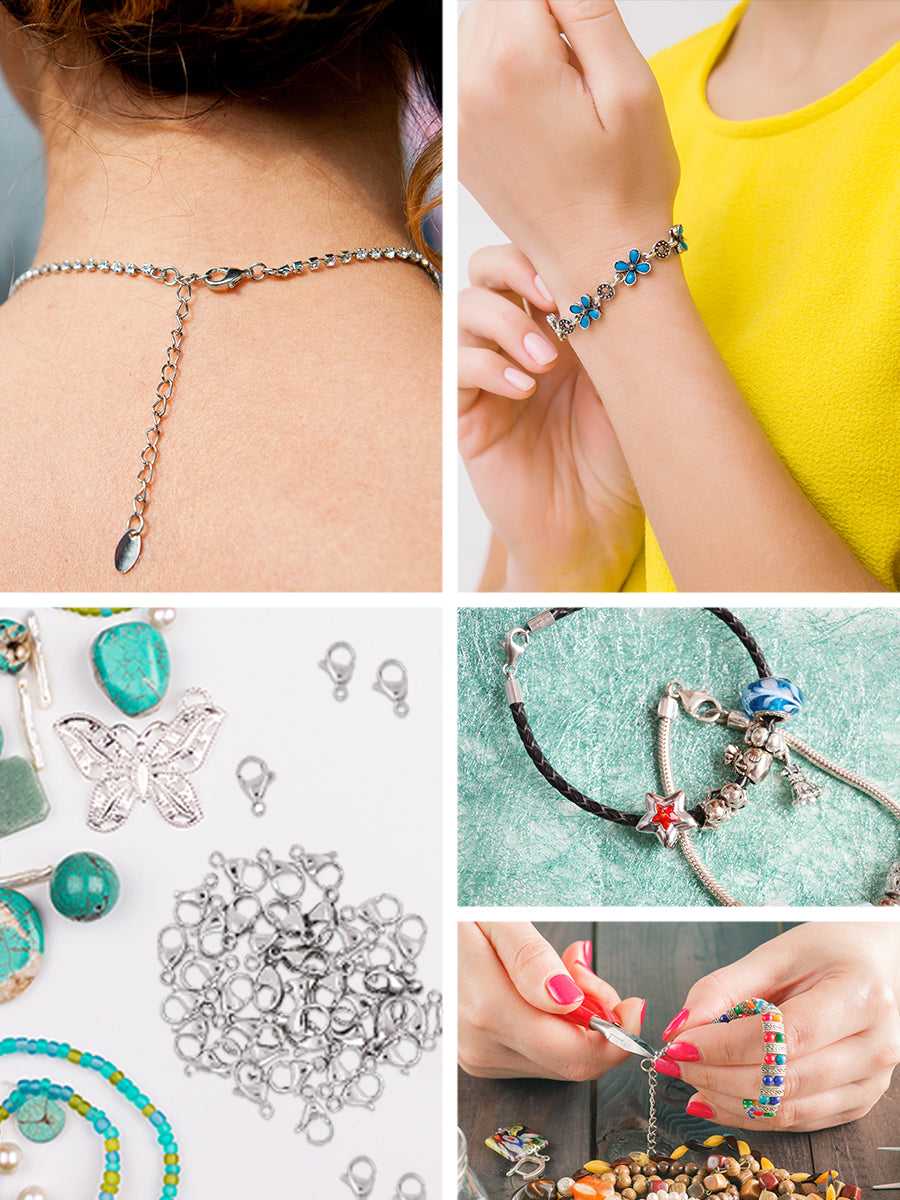 Mandala Crafts Lobster Claw Clasps for Jewelry Making - Stainless Steel Lobster Clasp Kit - Jewelry Clasps Lobster Clasps for Jewelry Making Necklace Bracelet Charm 100 PCs