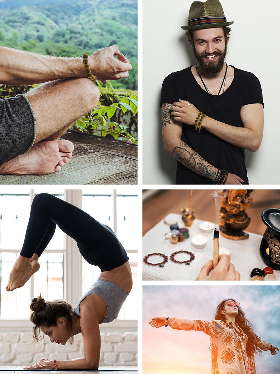 Mala Bracelet Wood Buddhist Prayer Beads for Men Women – Mala Wrist Meditation Beads Buddhist Bracelet - Tibetan Prayer Beads Bracelet