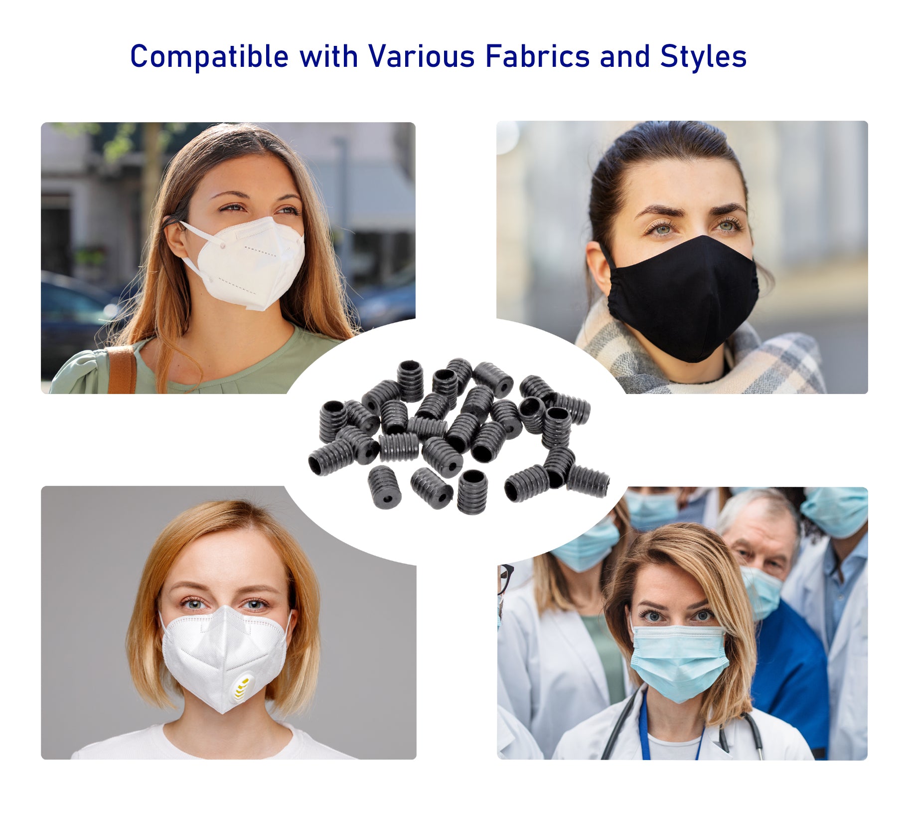 Mask Adjuster Elastic Cord Lock Tightener Clip Toggle Buckle for Adult Children Face Mask Adjustable Ear Loop Drawstring Pack of 200