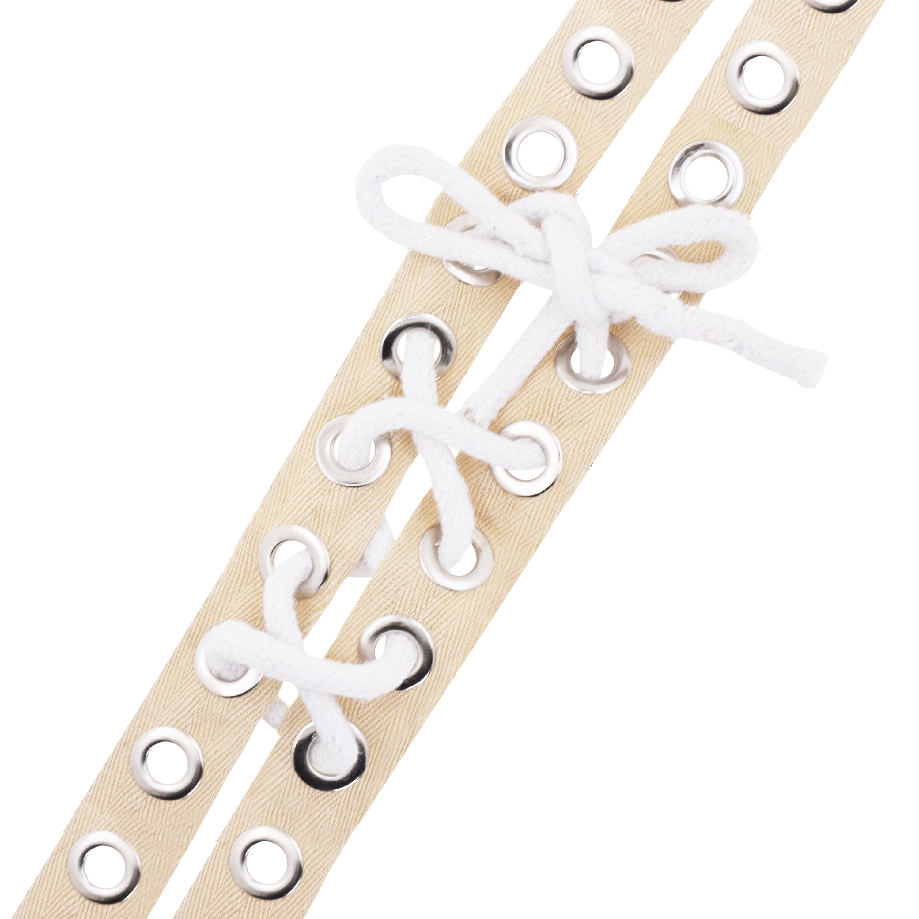 Silver Metal Eyelet Trim with Grommets - Eyelet Grommet Tape for Sewing - Eyelet Tape Strip Cotton Twill Tape by The Yard