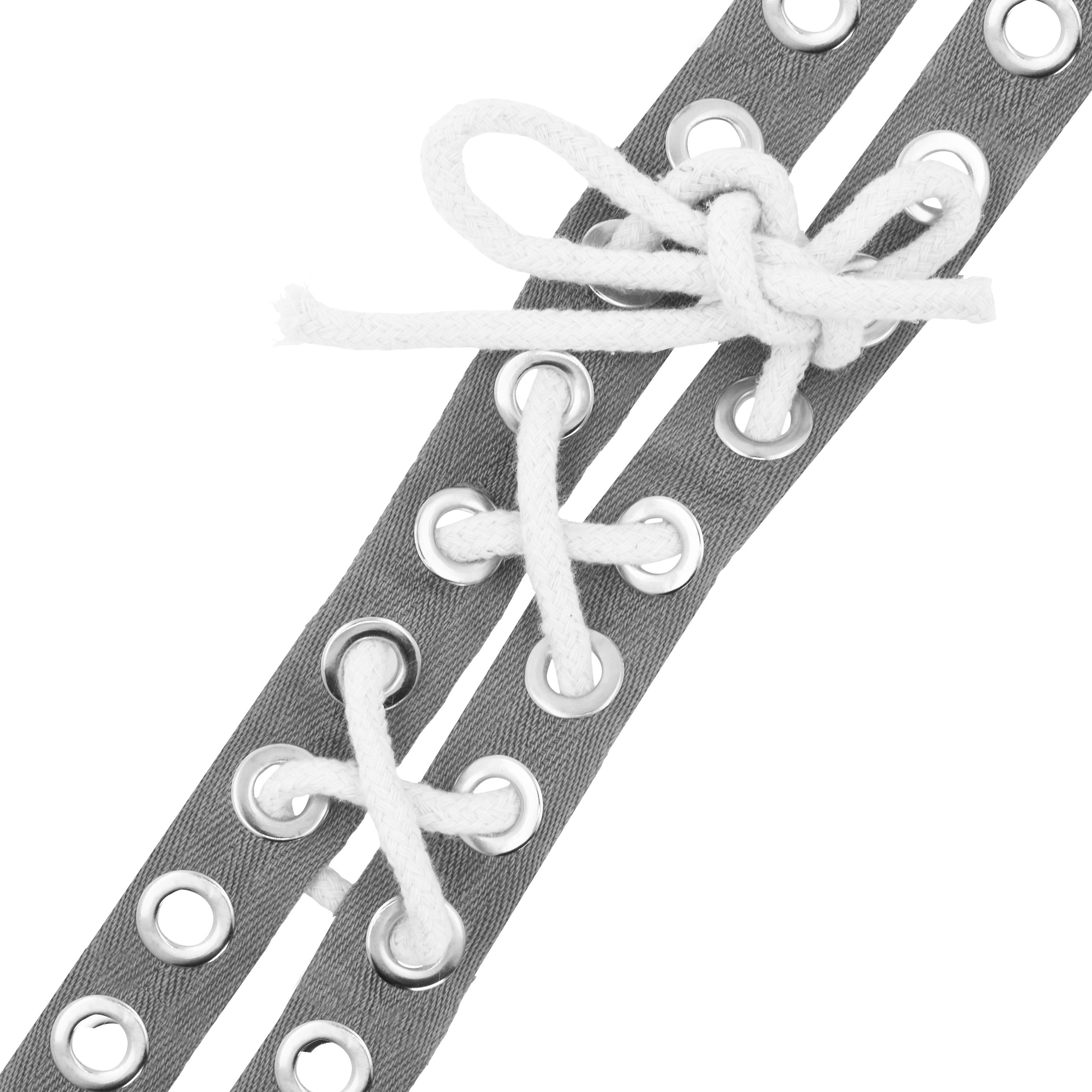 Silver Metal Eyelet Trim with Grommets - Eyelet Grommet Tape for Sewing - Eyelet Tape Strip Cotton Twill Tape by The Yard