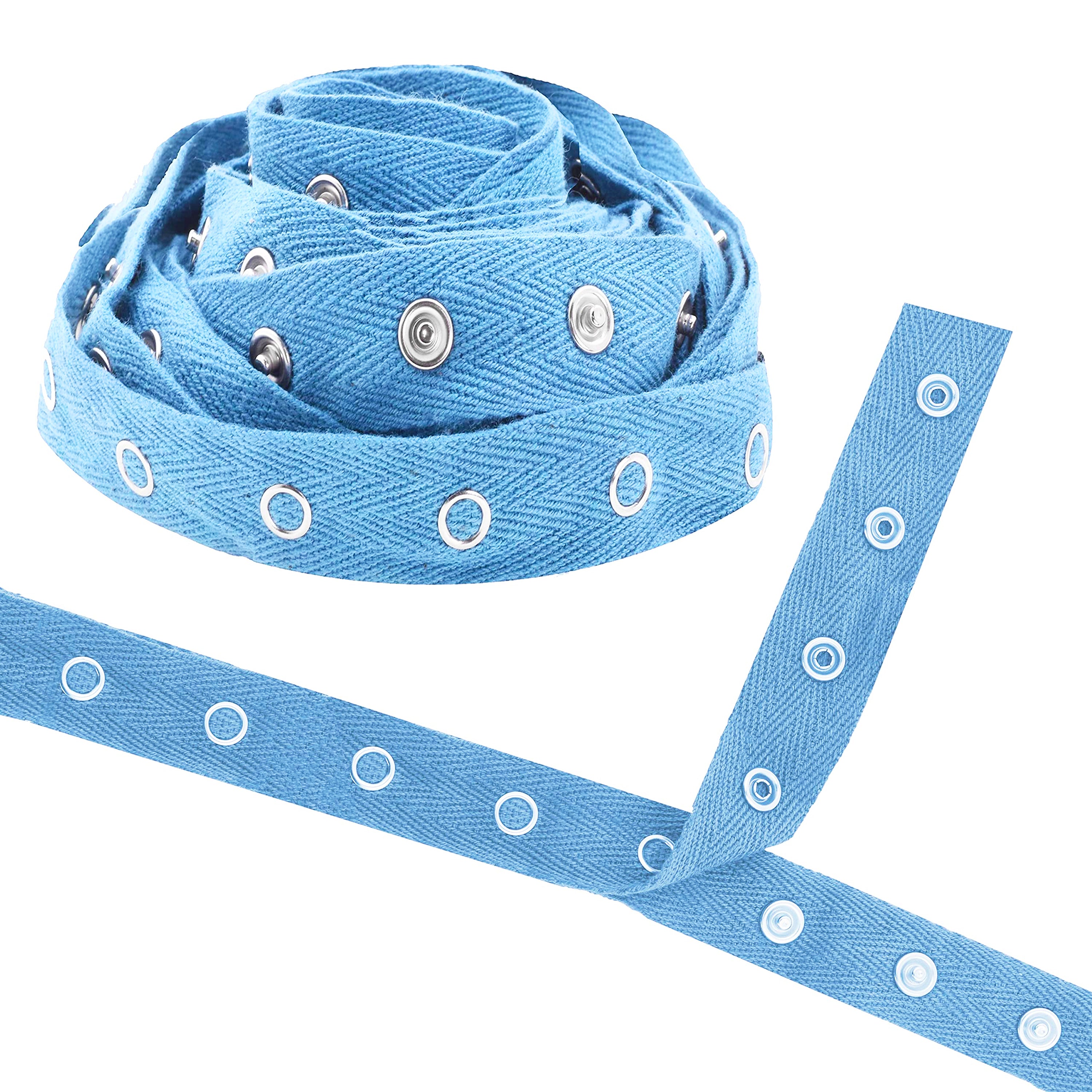 Mandala Crafts Metal Snap Tape for Sewing by Yard - Cotton Snap Button Trim Baby Snaps for Sewing - Fastener Button Strips Snap Tape for Baby Clothes 3 Yards Snap Tape