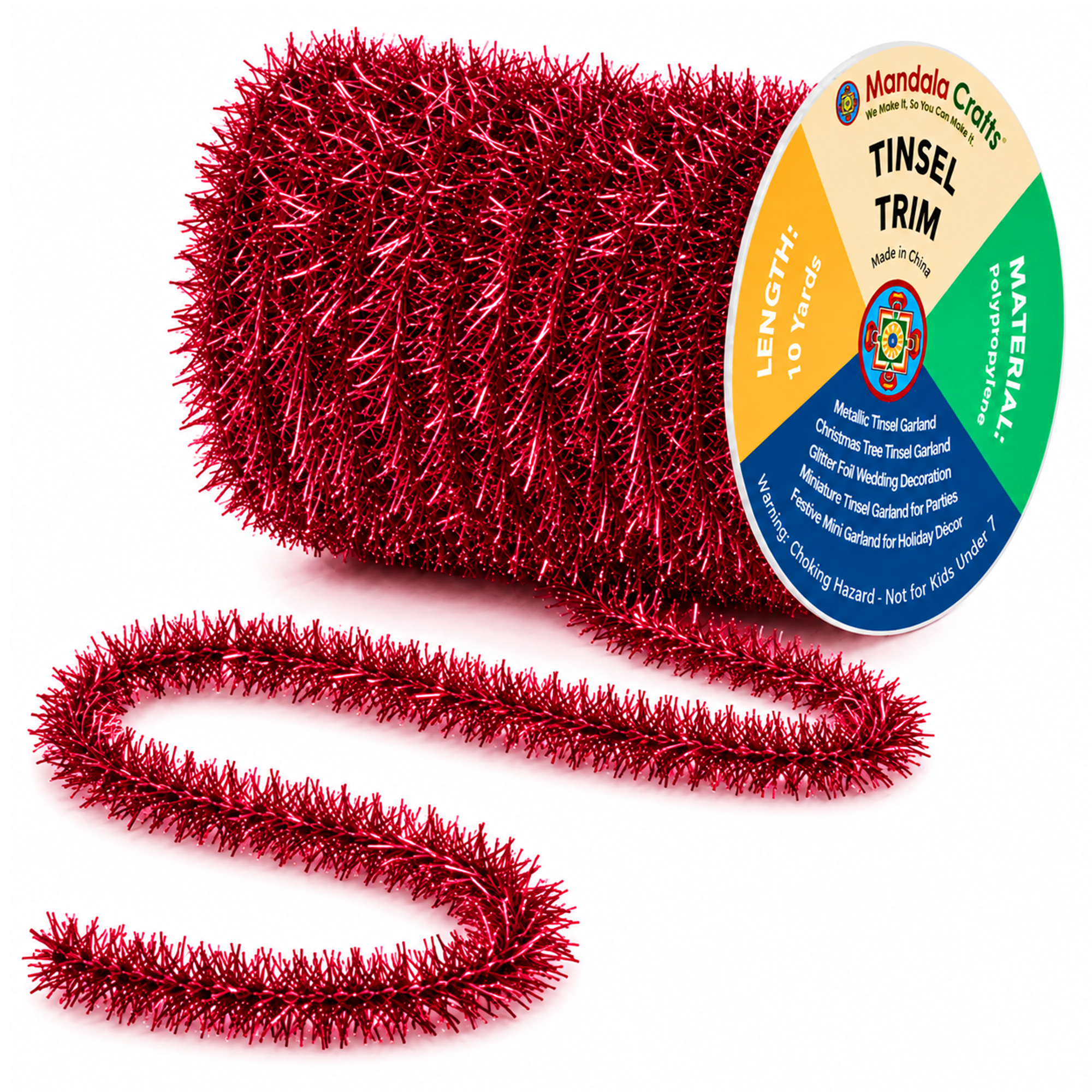 Tinsel Garland Décor Thin Tinsel Ribbon Metallic Mini Garland with Wire for Christmas Tree Decoration Wedding Birthday Party Supplies