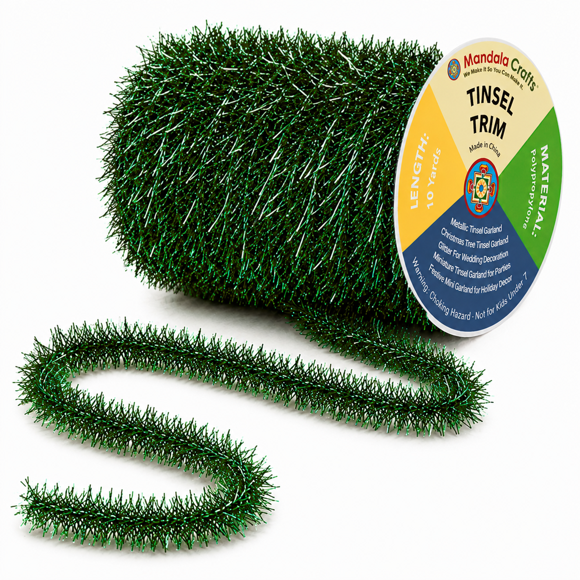 Tinsel Garland Décor Thin Tinsel Ribbon Metallic Mini Garland with Wire for Christmas Tree Decoration Wedding Birthday Party Supplies
