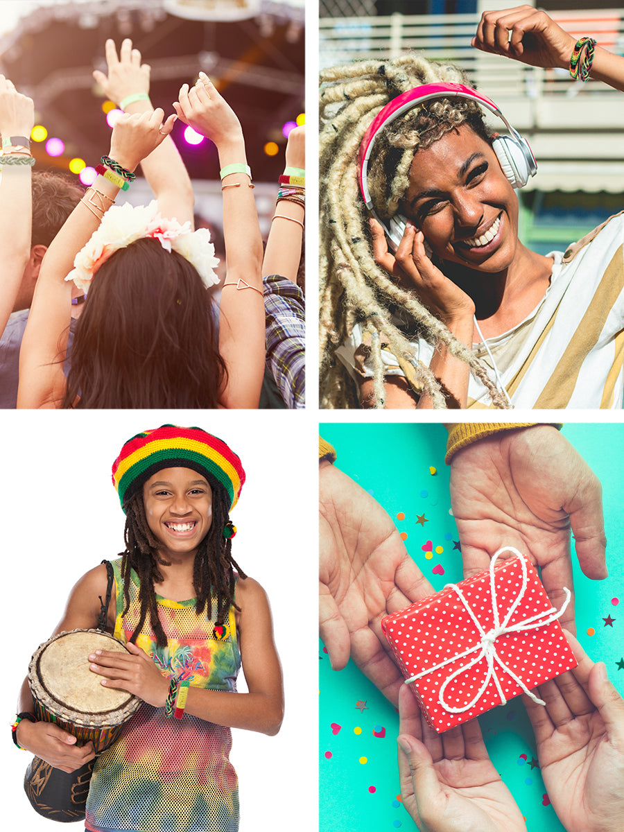 Mudra Crafts Leather Womens Mens Rasta Bracelet Set - Boho Mens Hippy Bracelet - Jamaican Reggae Bracelet Black Green Yellow Red Pattern Bohemian Hippie Wristband