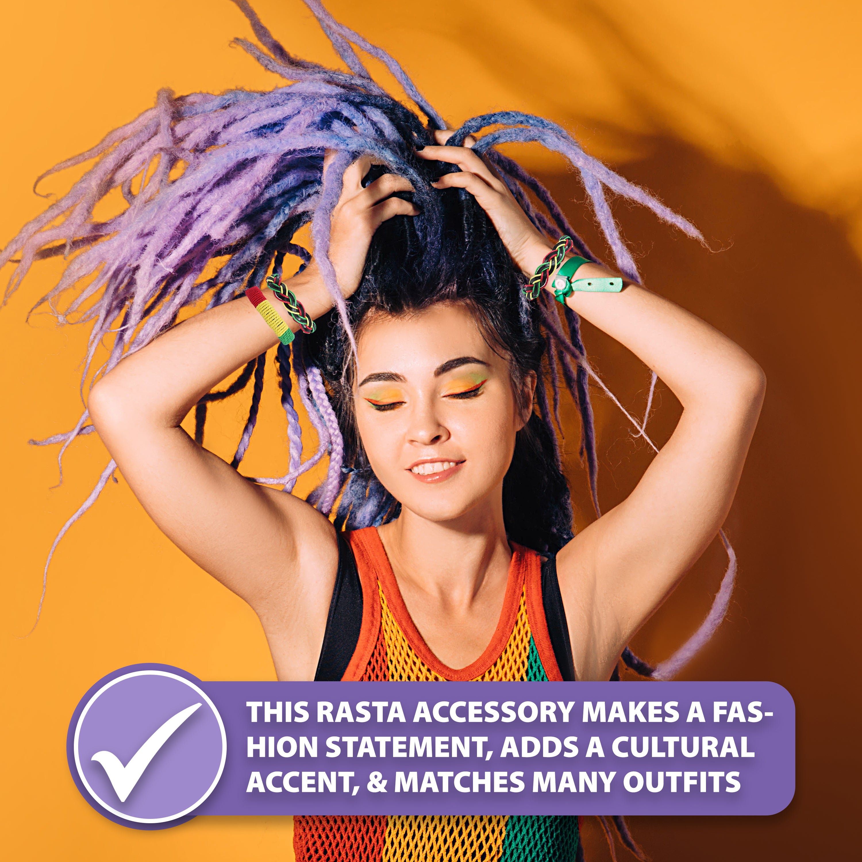 Mudra Crafts Leather Womens Mens Rasta Bracelet Set - Boho Mens Hippy Bracelet - Jamaican Reggae Bracelet Black Green Yellow Red Pattern Bohemian Hippie Wristband