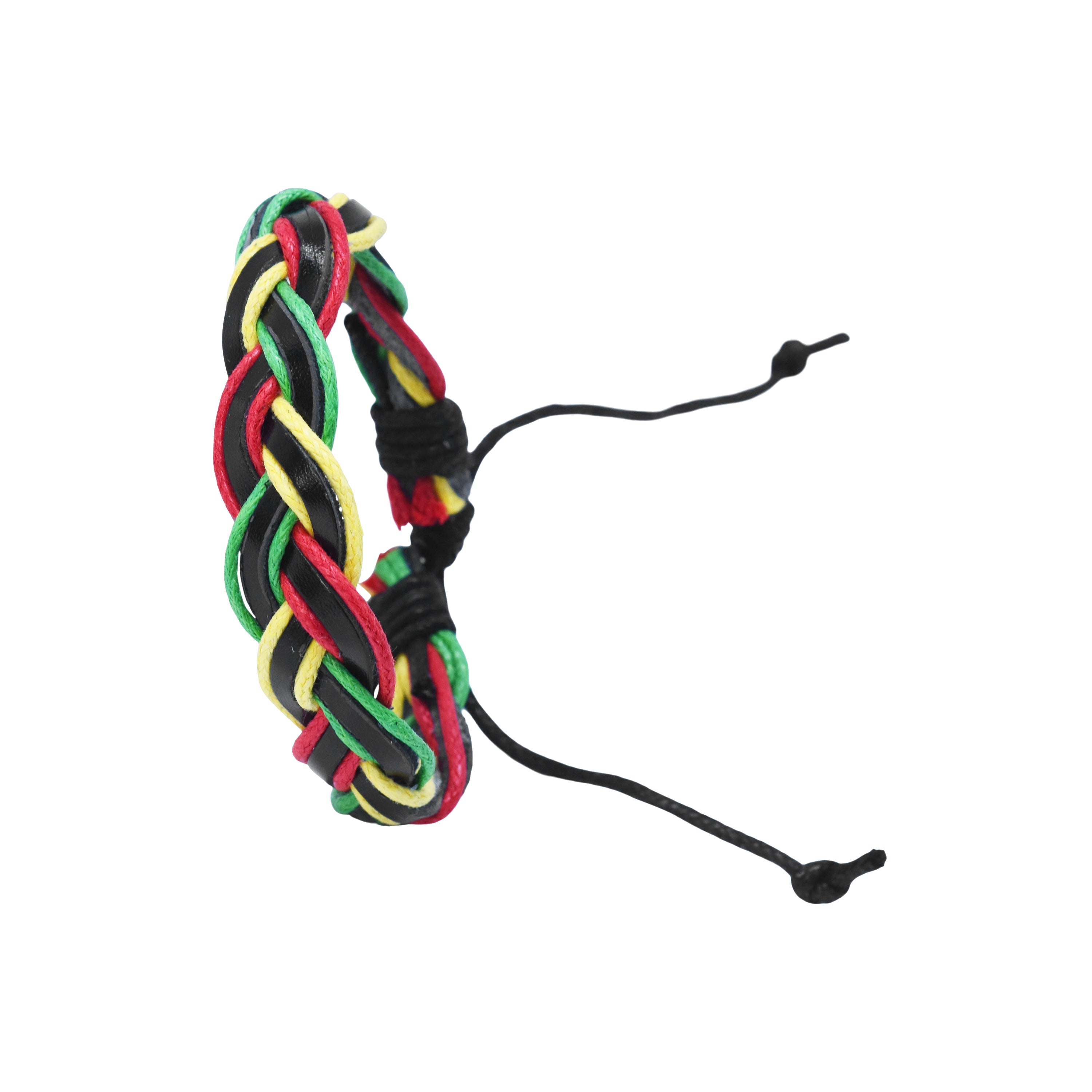 Leather Womens Mens Rasta Bracelet Set - Boho Mens Hippy Bracelet - Jamaican Reggae Bracelet Black Green Yellow Red Color Bohemian Hippie Wristband