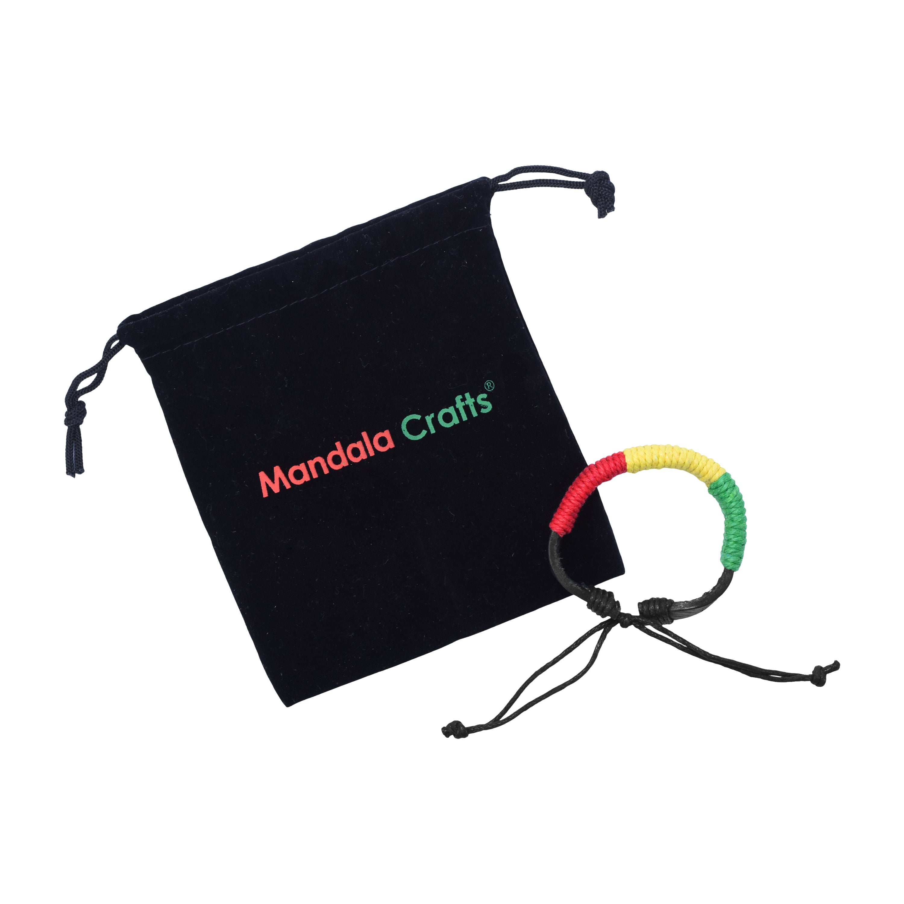 Mudra Crafts Leather Womens Mens Rasta Bracelet Set - Boho Mens Hippy Bracelet - Jamaican Reggae Bracelet Black Green Yellow Red Pattern Bohemian Hippie Wristband