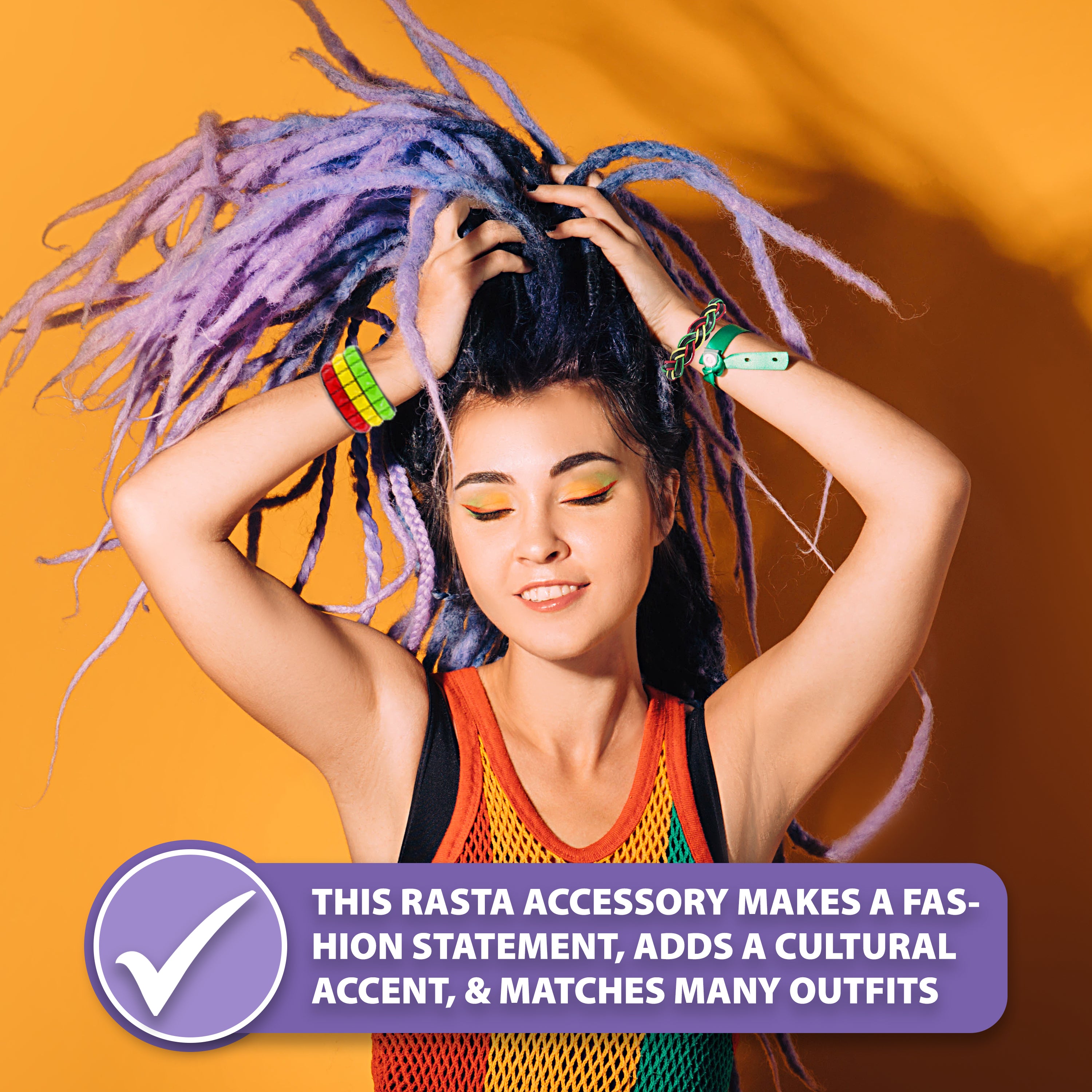 Leather Womens Mens Rasta Bracelet Set - Rasta Wrap Boho Mens Hippy Bracelet - Jamaican Reggae Bracelet Black Green Yellow Red Bohemian Hippie Wristband