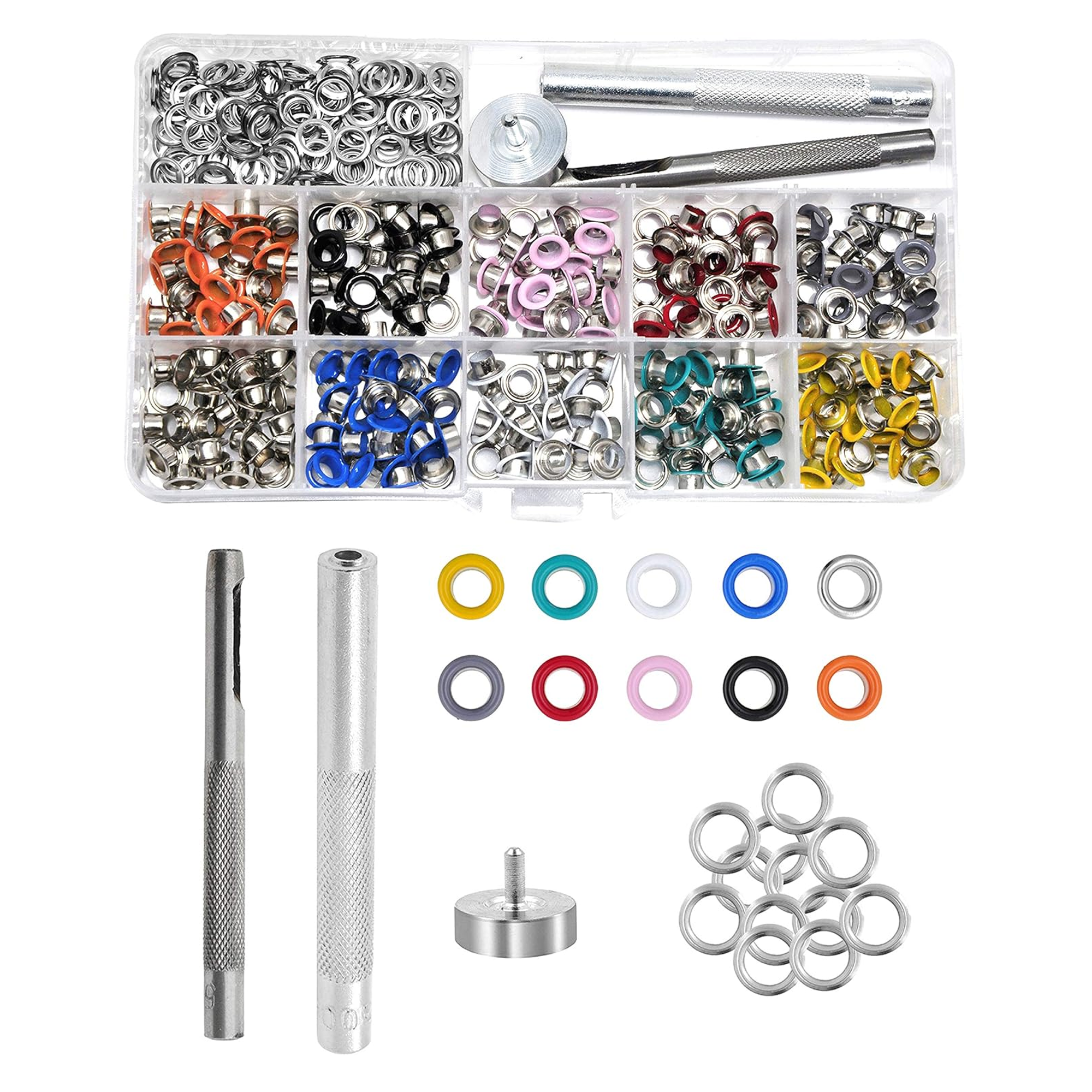 Grommet Eyelet Kit with Setting Tools for Leather, Fabric, Boots, Tarp Repair, Sewing