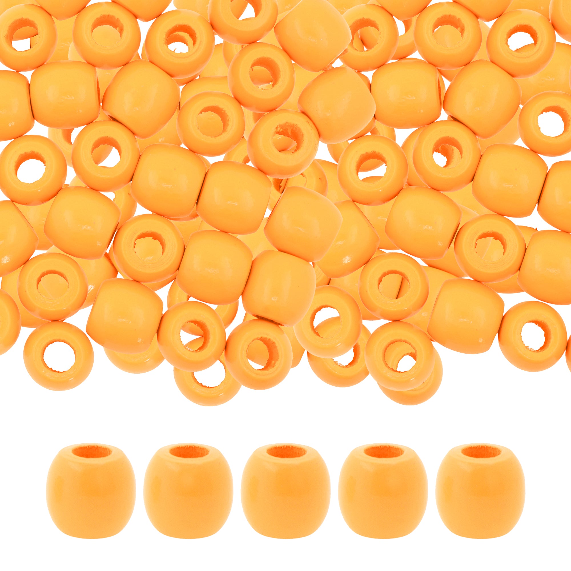 Mandala Crafts Natural Wooden Beads for Crafts Loose Large Hole Wood Beads for Macrame Beads Jewelry Making - Barrel Wood Beads for Hair Beads Braid Dreadlock 17mm 200 PCs