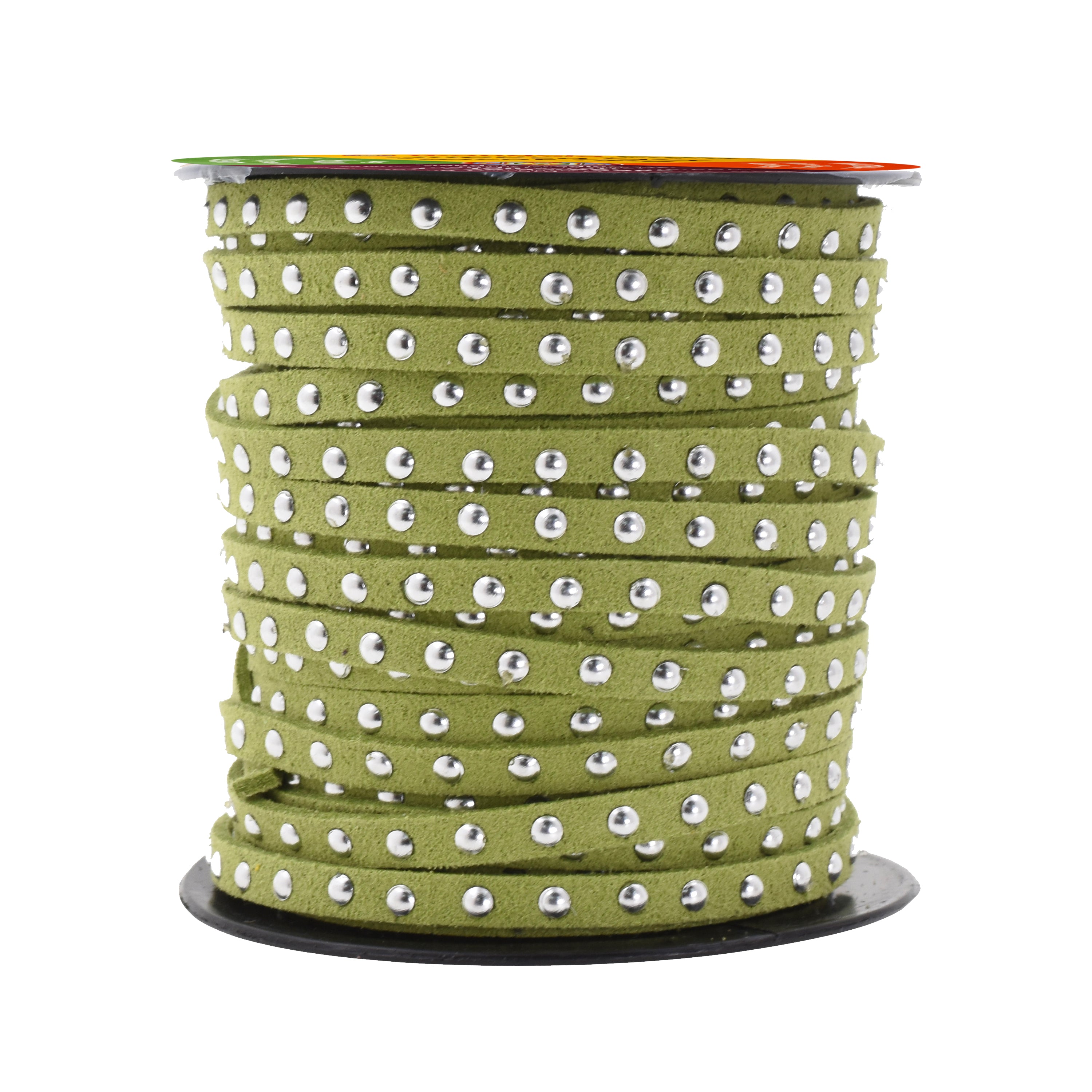 5mm Studded Faux Suede Cord Rope for Jewelry Making - 20 Yards Faux Leather Ribbon - Flat Micro Fiber Leather String Faux Leather Lace with Rivets