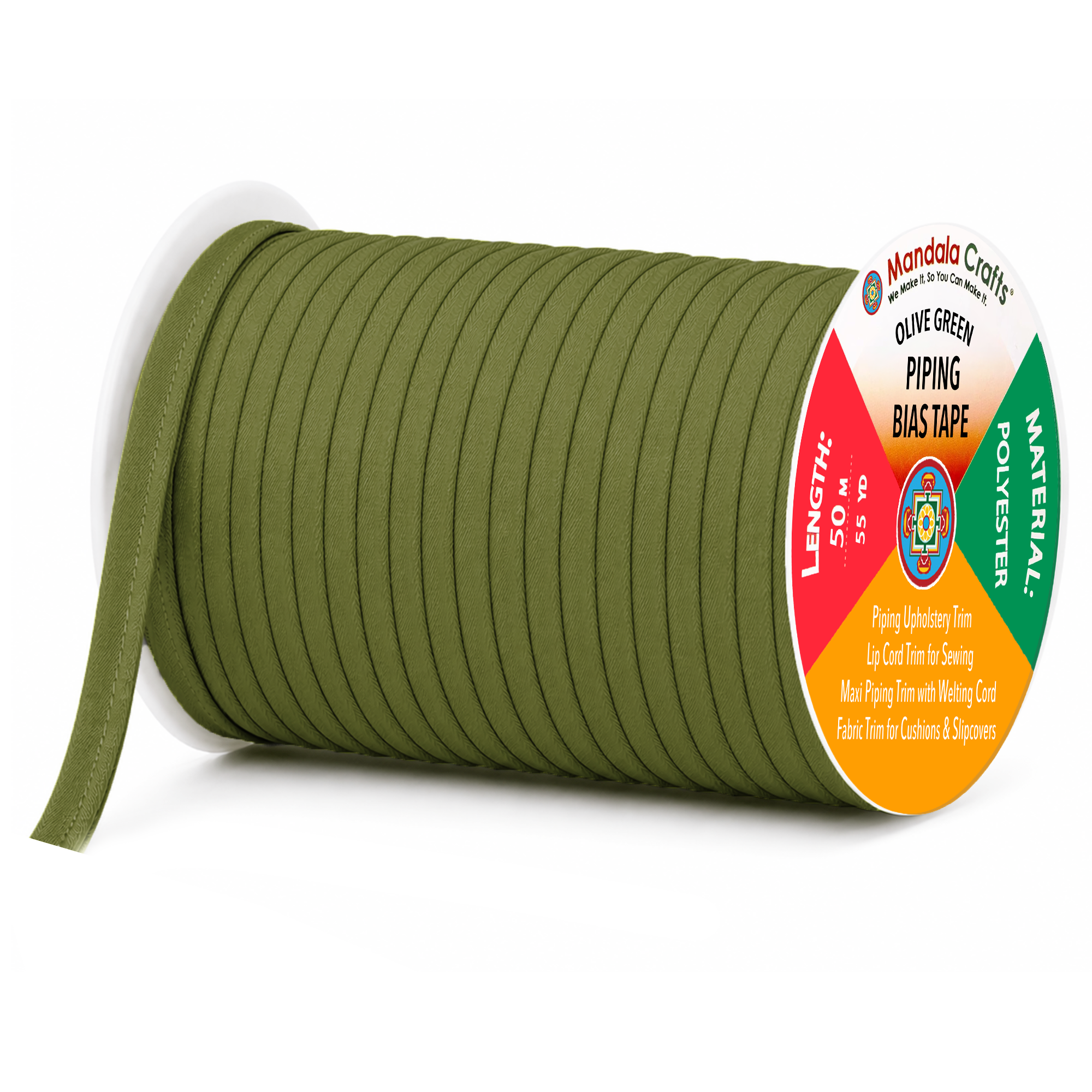 55 Yards Maxi Piping Trim with Welting Cord - 1/2 Inch Maxi Piping Bias Tape for Sewing - Lip Cord Trim by The Yard for Upholstery Trimming