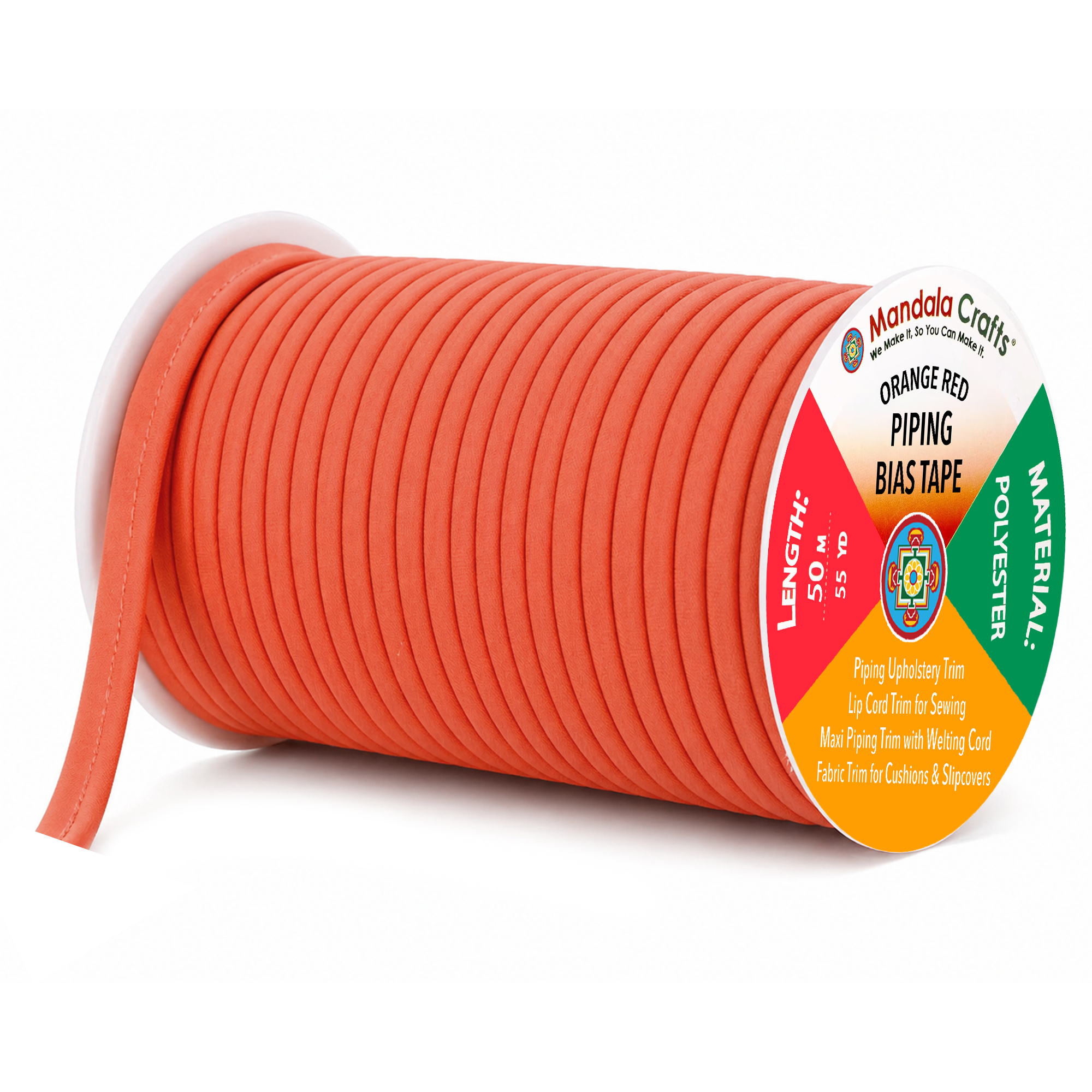 55 Yards Maxi Piping Trim with Welting Cord - 1/2 Inch Maxi Piping Bias Tape for Sewing - Lip Cord Trim by The Yard for Upholstery Trimming