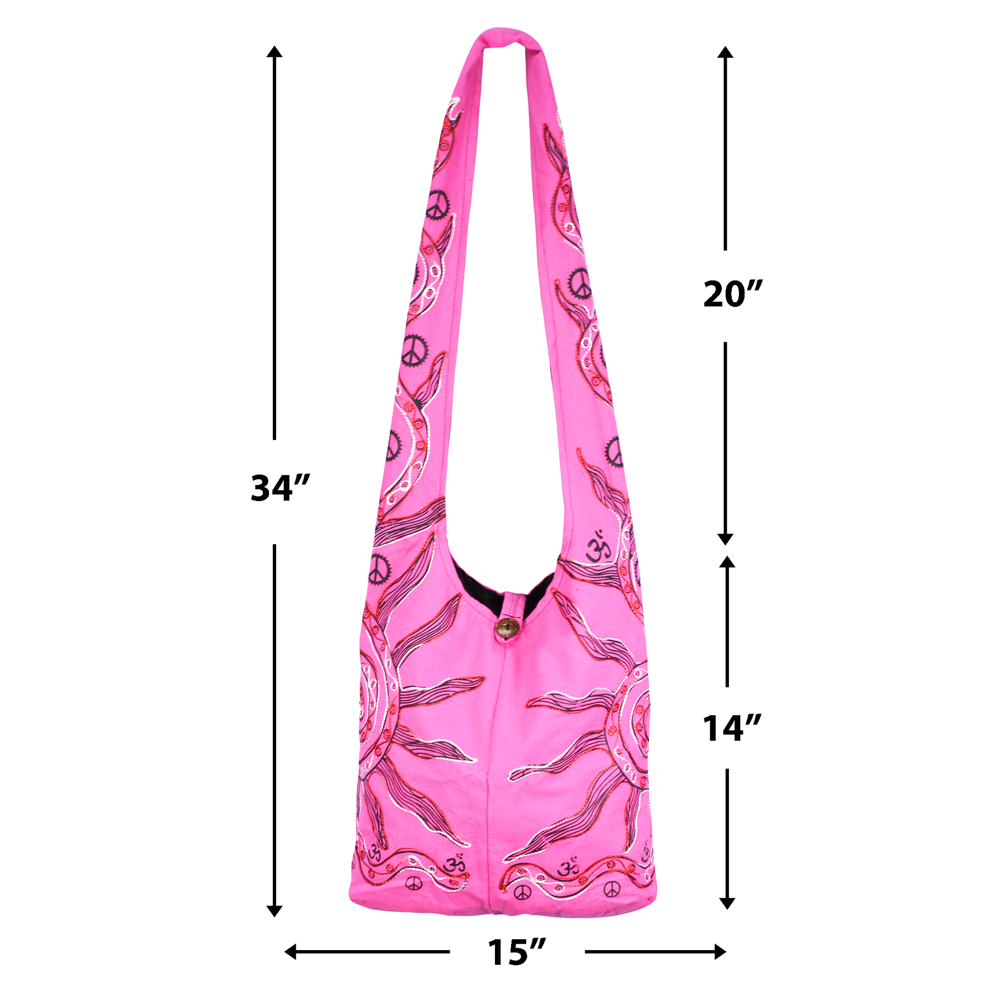 Hippie Bag Indie Style Hippie Crossbody Bag - Bohemian Sling Shoulder Bag Sun Symbol