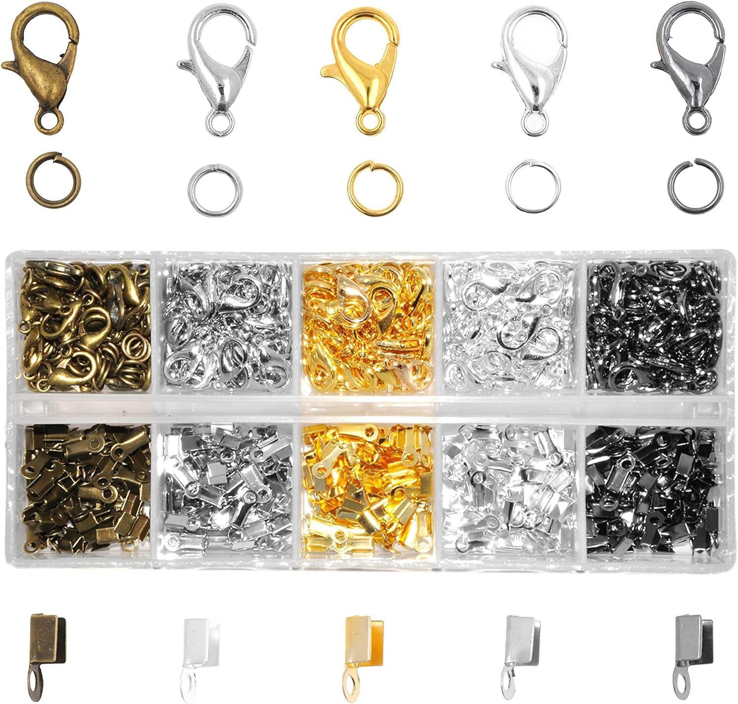 Mandala Crafts Ribbon Crimps Jewelry Making Clamps Fold Over Ends Kit