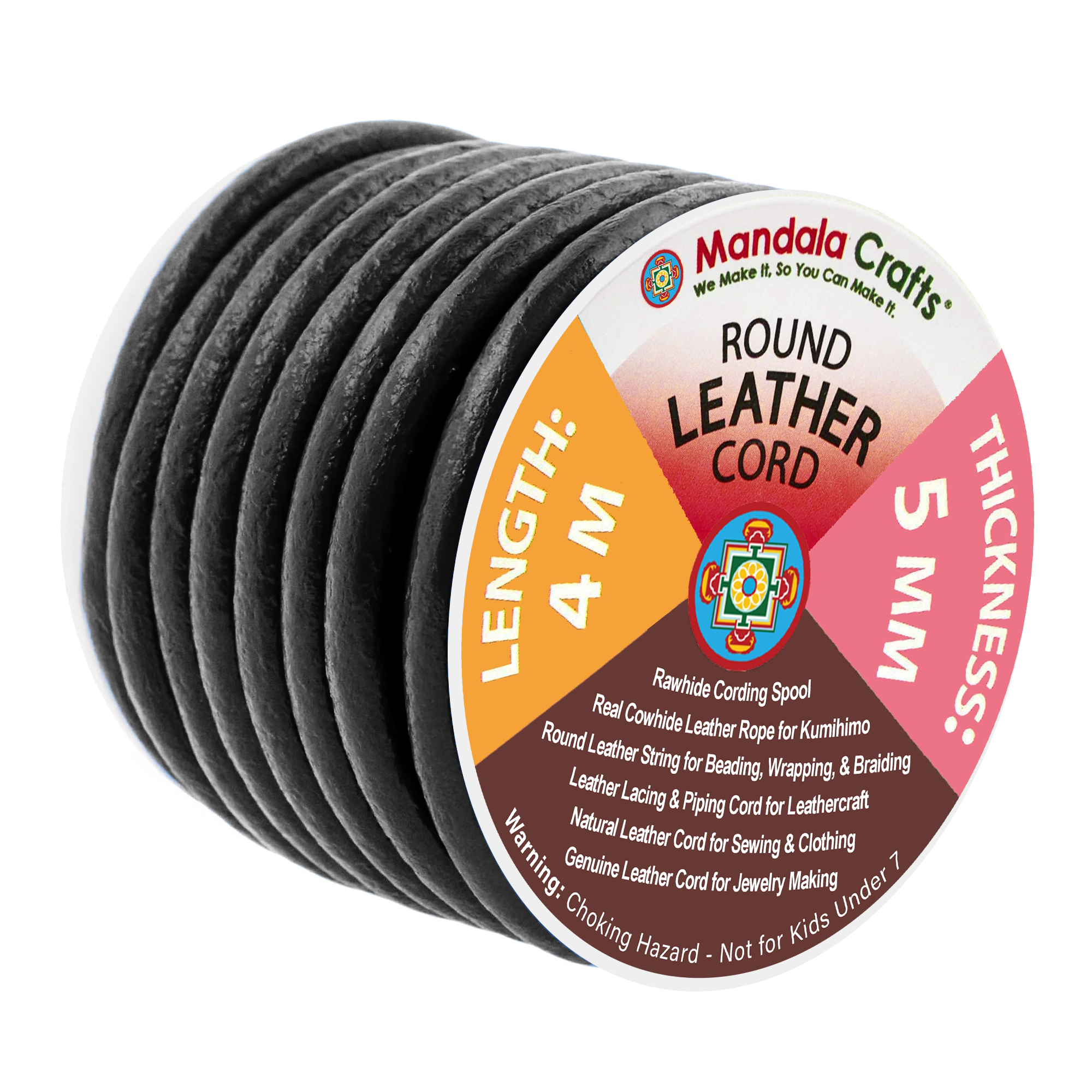 Round Cowhide Genuine Leather String Cord, Natural Rawhide Rope for Jewelry Making, Kumihimo Braiding, Shoelaces