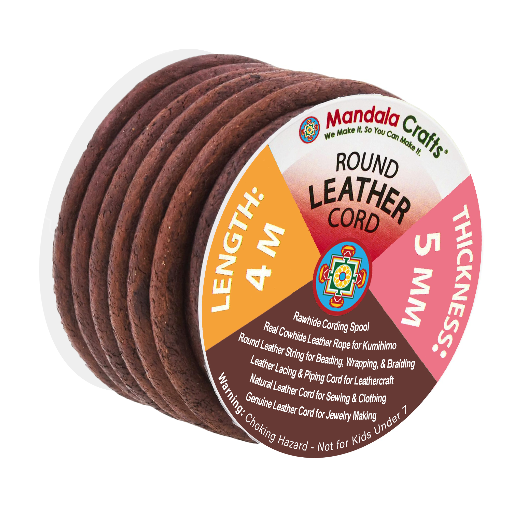 Round Cowhide Genuine Leather String Cord, Natural Rawhide Rope for Jewelry Making, Kumihimo Braiding, Shoelaces