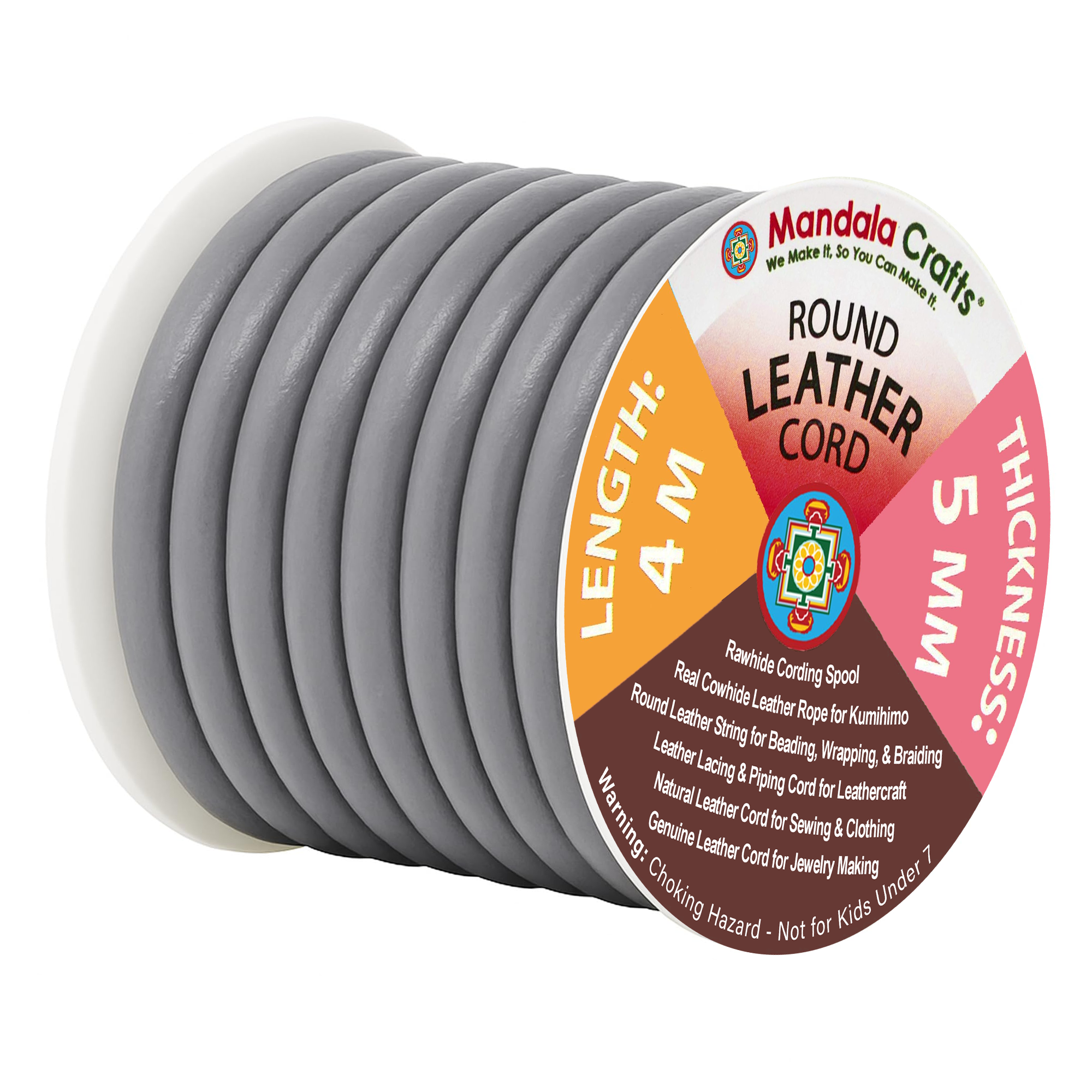 Round Cowhide Genuine Leather String Cord, Natural Rawhide Rope for Jewelry Making, Kumihimo Braiding, Shoelaces