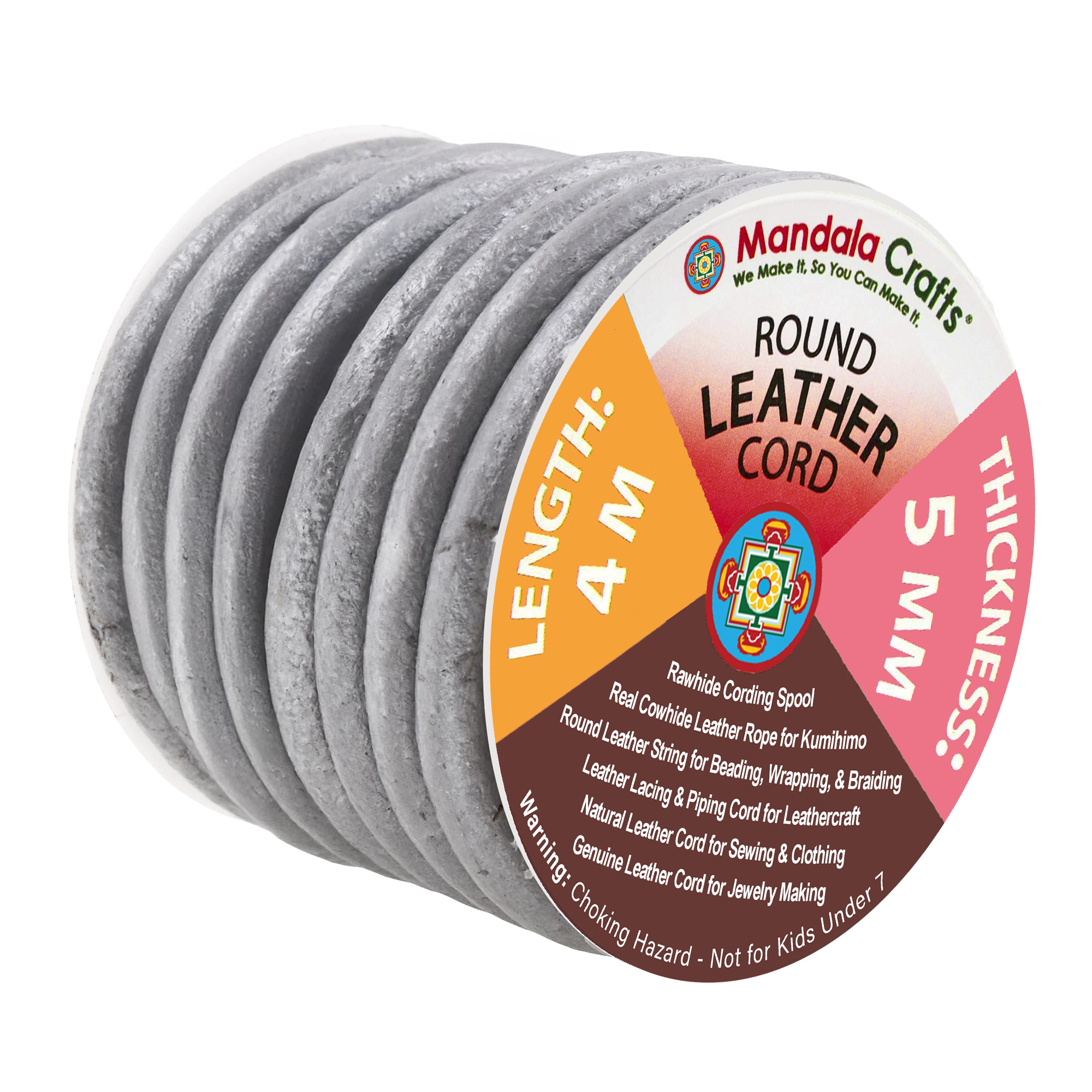 Round Cowhide Genuine Leather String Cord, Natural Rawhide Rope for Jewelry Making, Kumihimo Braiding, Shoelaces