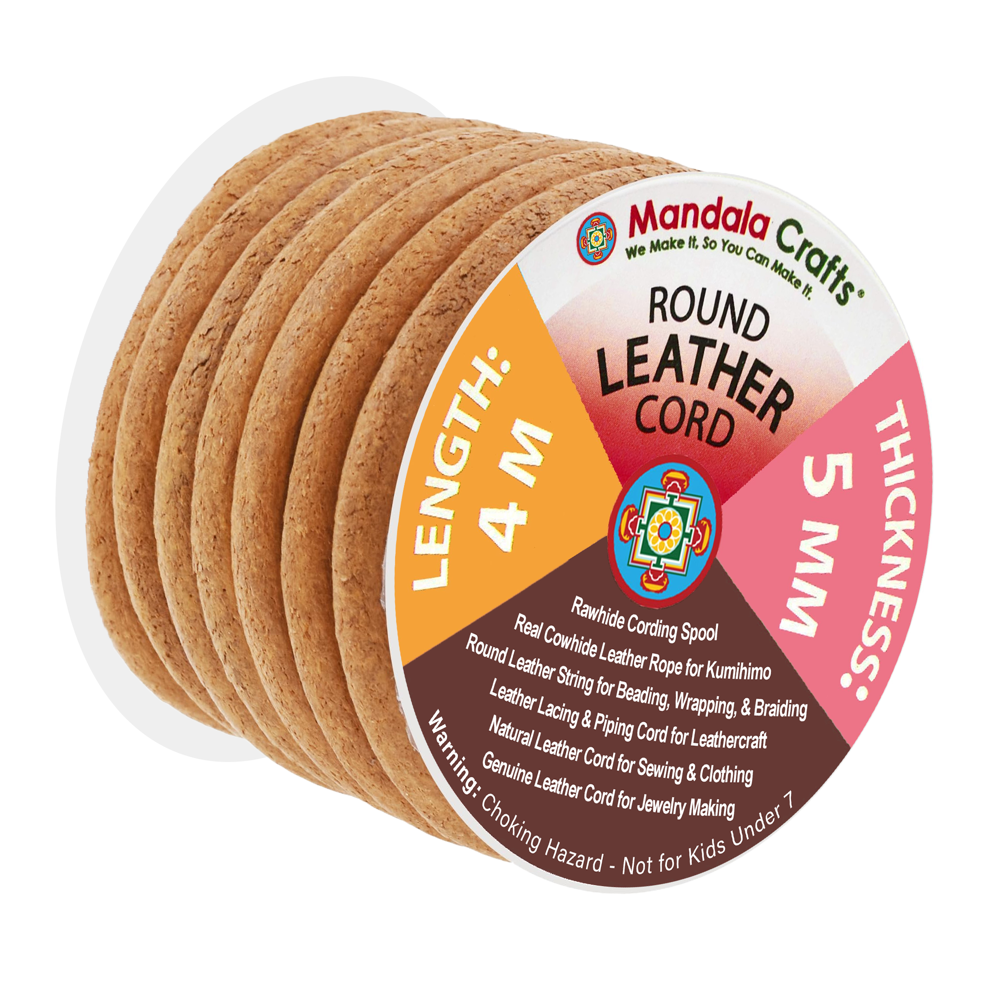 Round Cowhide Genuine Leather String Cord, Natural Rawhide Rope for Jewelry Making, Kumihimo Braiding, Shoelaces