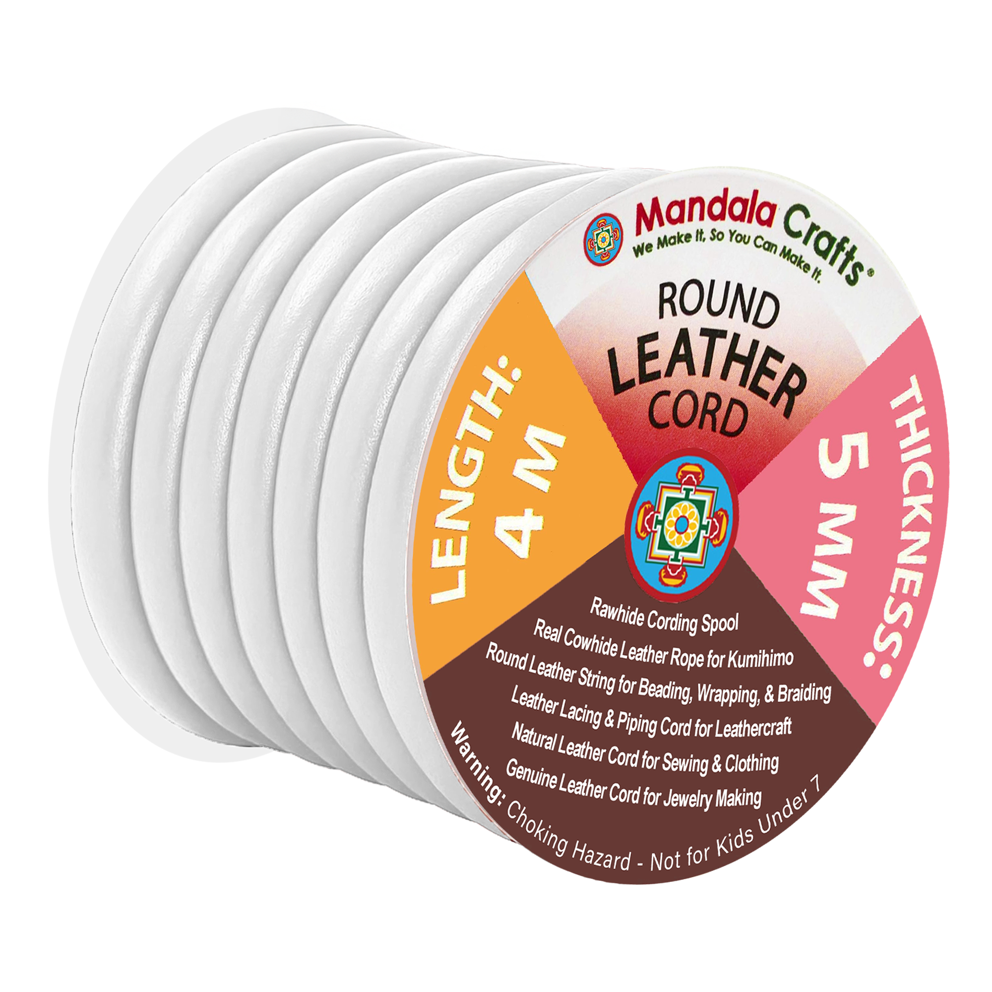 Round Cowhide Genuine Leather String Cord, Natural Rawhide Rope for Jewelry Making, Kumihimo Braiding, Shoelaces