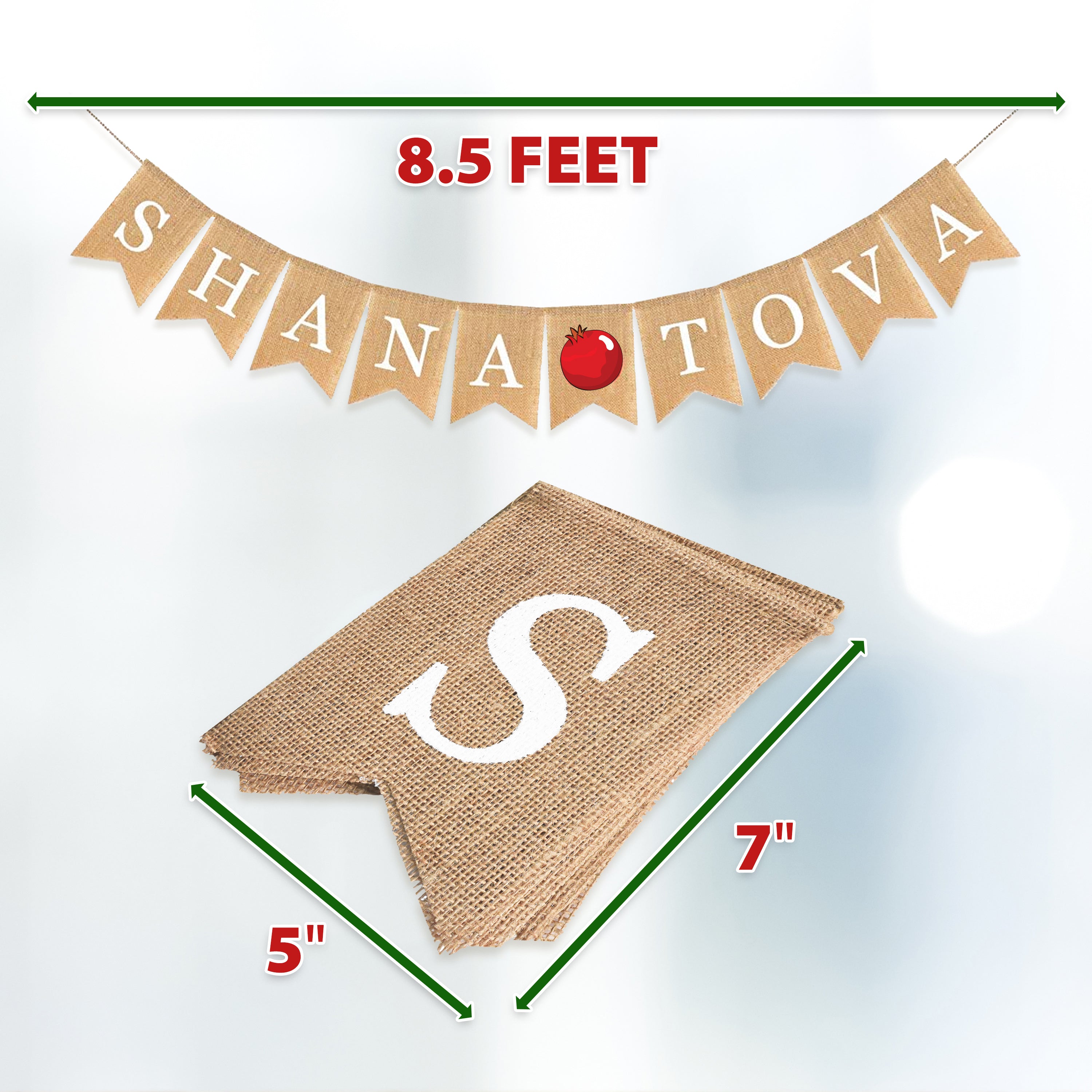 Mandala Crafts Burlap Shana Tova Banner for Rosh Hashanah Decorations - Yom Teruah Shana Tova Garland High Holy Days Jewish New Year Decor