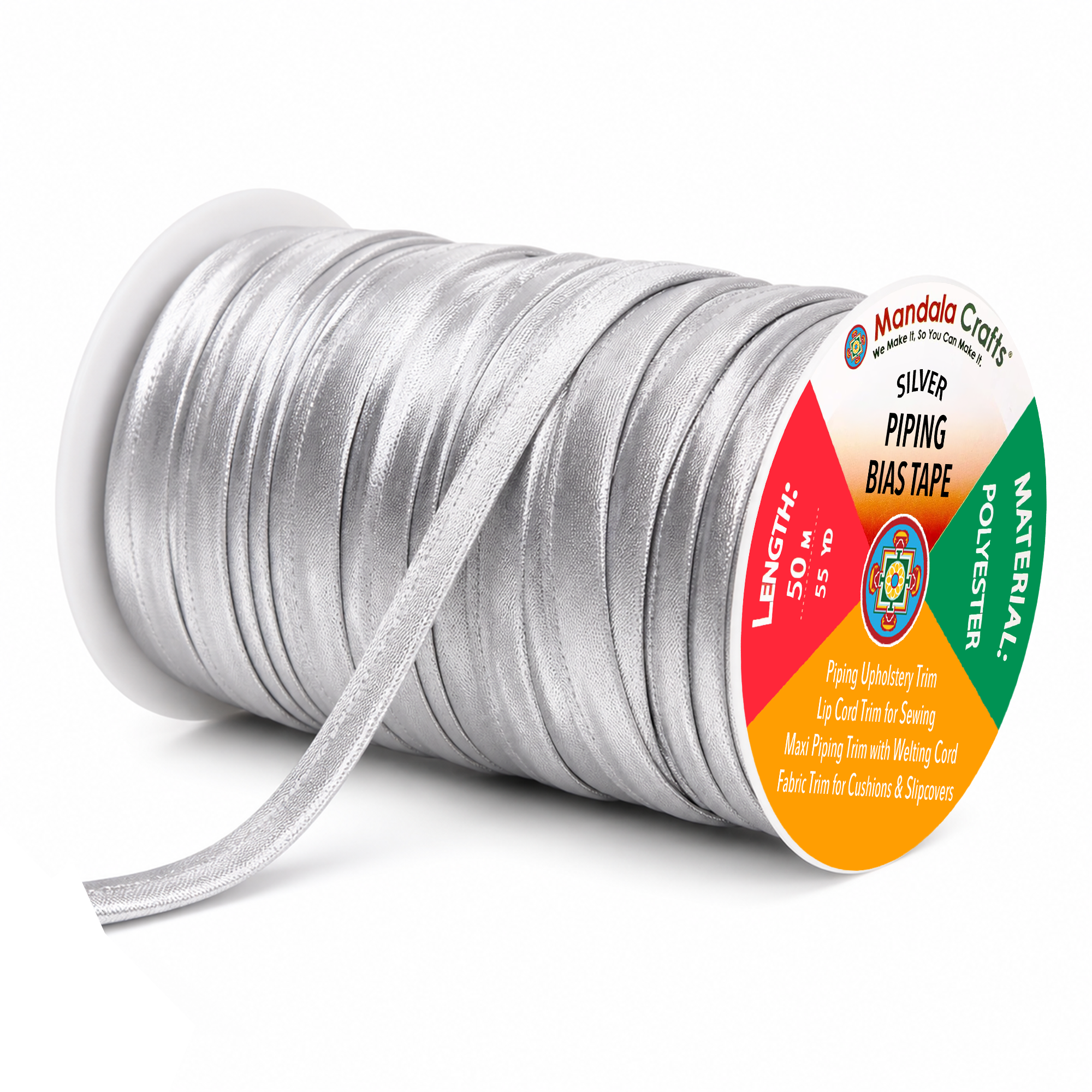 55 Yards Maxi Piping Trim with Welting Cord - 1/2 Inch Maxi Piping Bias Tape for Sewing - Lip Cord Trim by The Yard for Upholstery Trimming