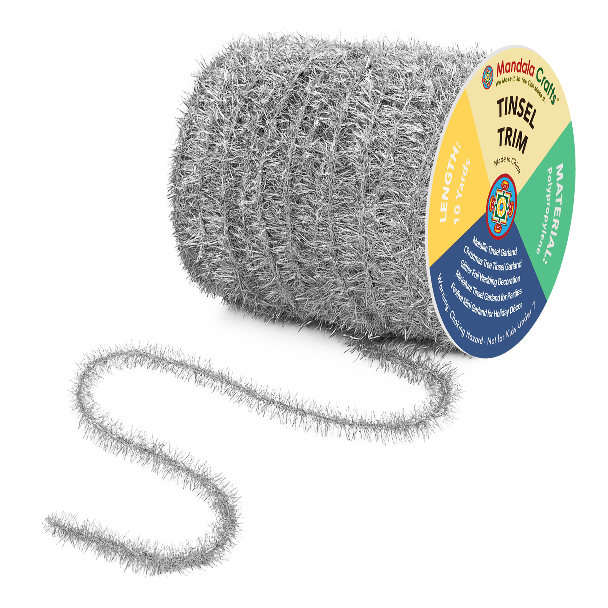Tinsel Garland Décor Thin Tinsel Ribbon Metallic Mini Garland with Wire for Christmas Tree Decoration Wedding Birthday Party Supplies