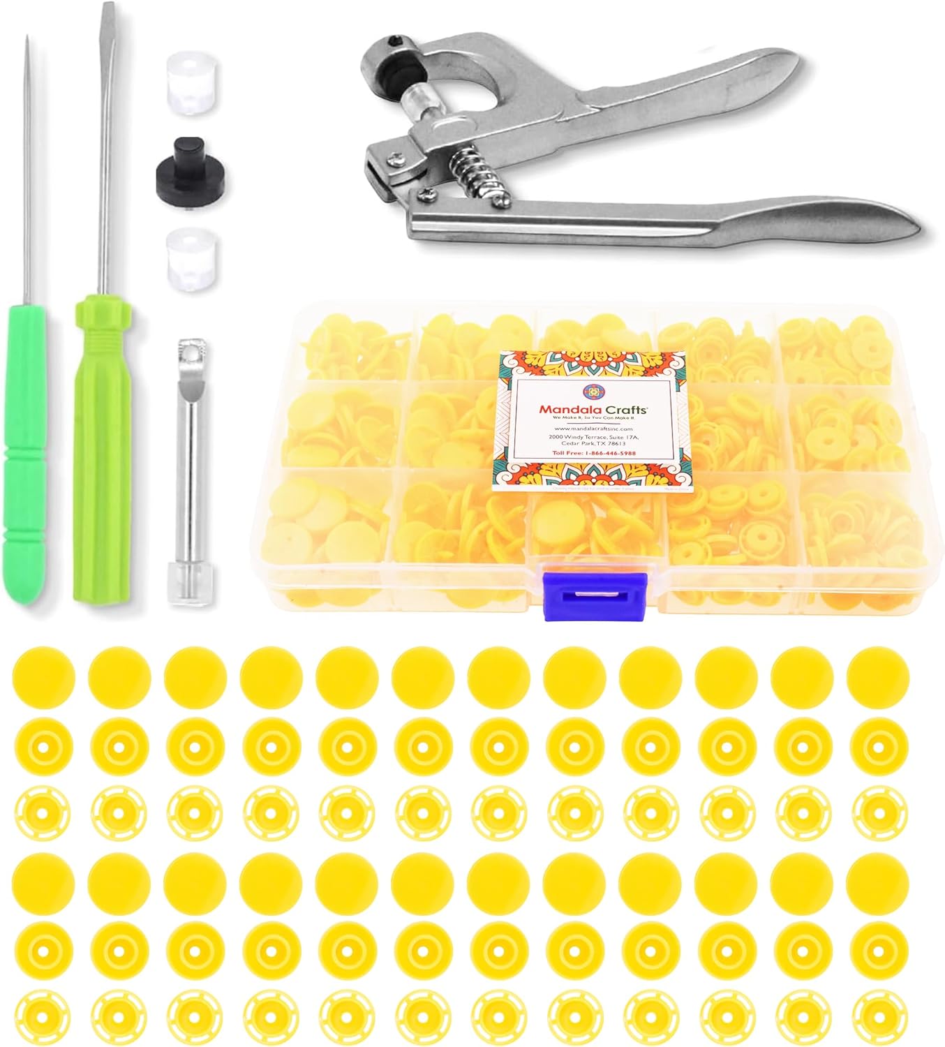 Mandala Crafts Plastic Snaps for Clothing - No-Sew Plastic Snap Buttons - Snap Button Kit - Snap Fastener Kit with Tools for Fabric Sewing Clothes