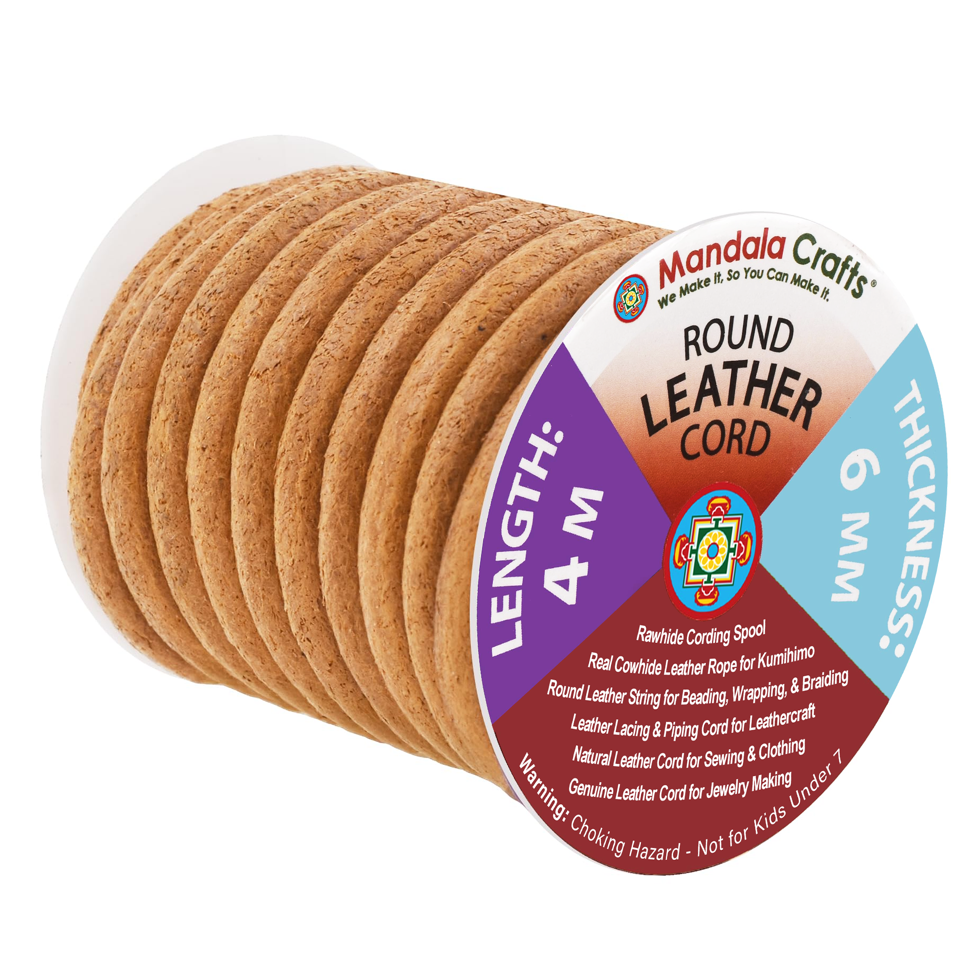 Round Cowhide Genuine Leather String Cord, Natural Rawhide Rope for Jewelry Making, Kumihimo Braiding, Shoelaces