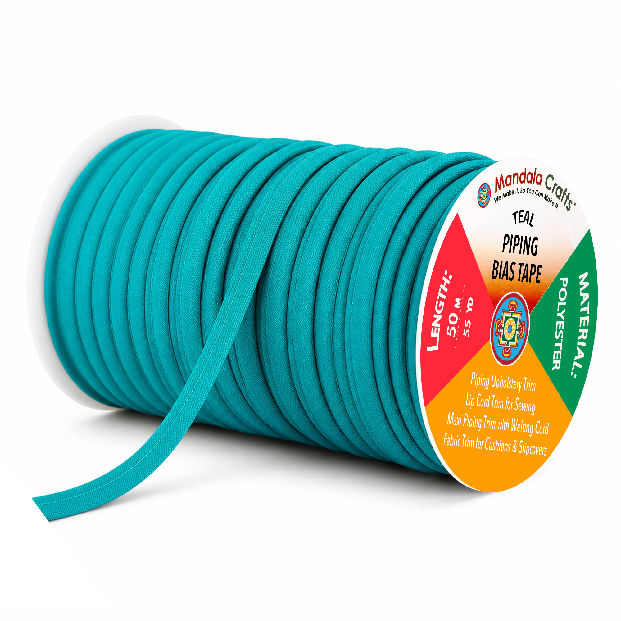 55 Yards Maxi Piping Trim with Welting Cord - 1/2 Inch Maxi Piping Bias Tape for Sewing - Lip Cord Trim by The Yard for Upholstery Trimming
