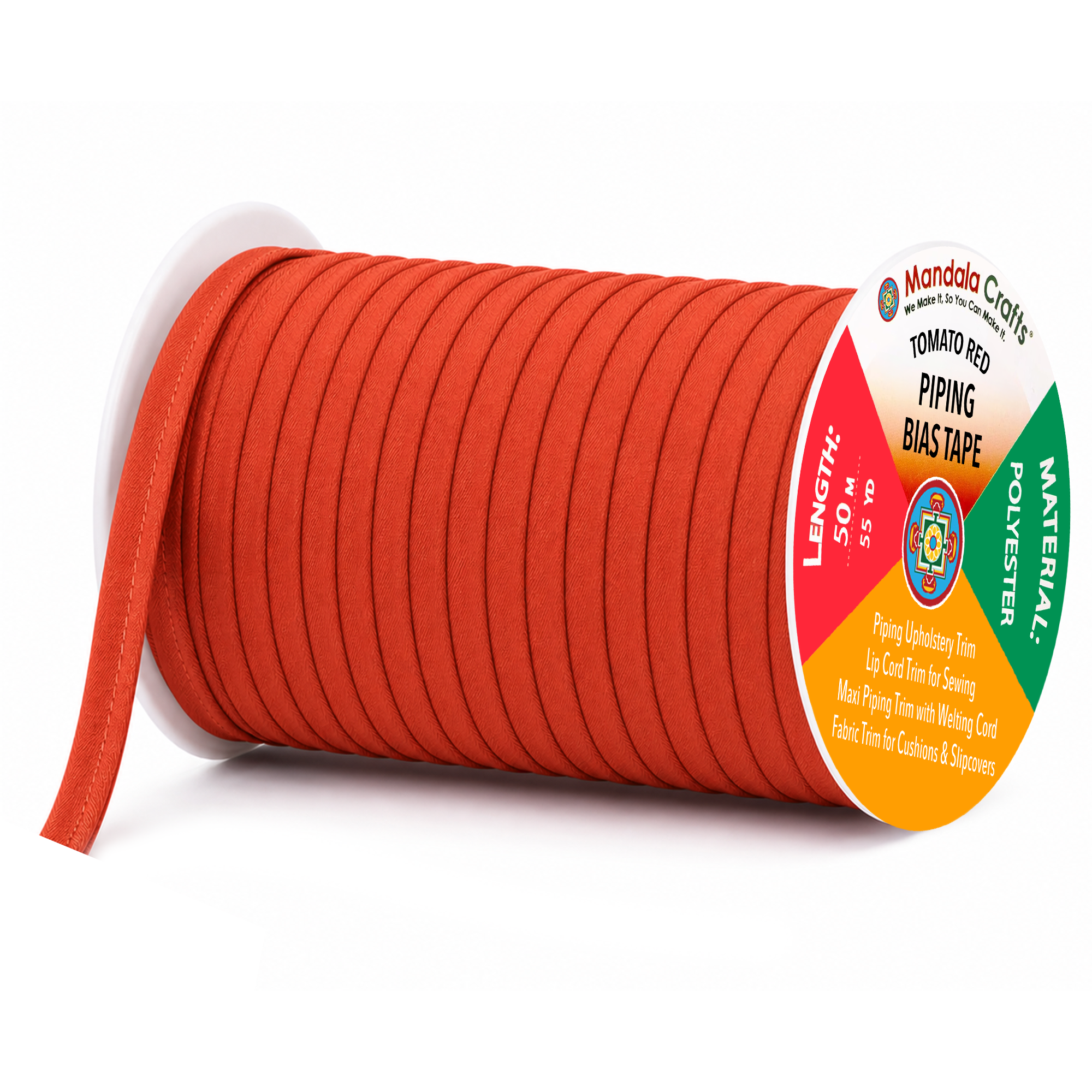 55 Yards Maxi Piping Trim with Welting Cord - 1/2 Inch Maxi Piping Bias Tape for Sewing - Lip Cord Trim by The Yard for Upholstery Trimming