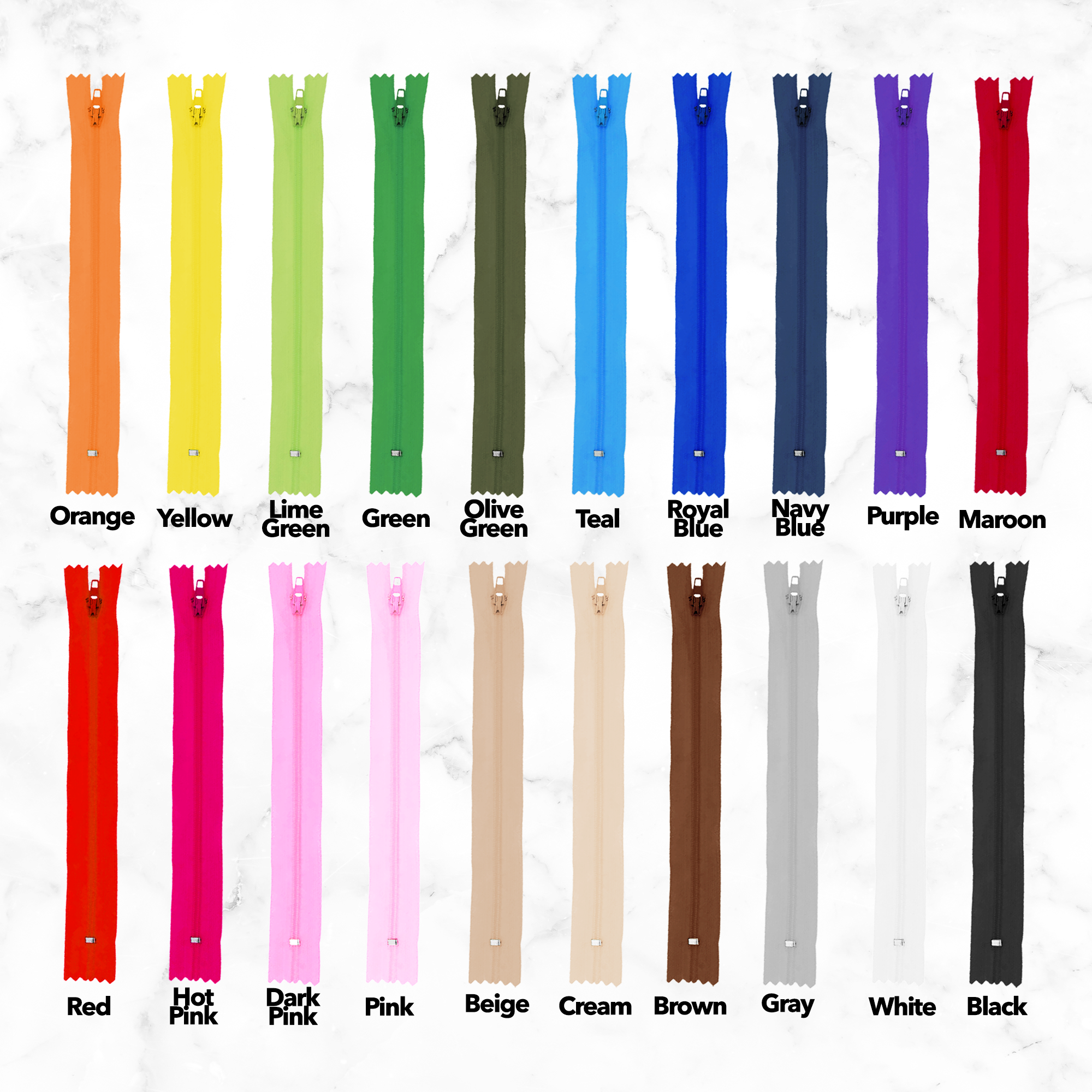 Assorted Color Nylon Zippers for Sewing - Bulk Zipper Supplies by Mandala Crafts