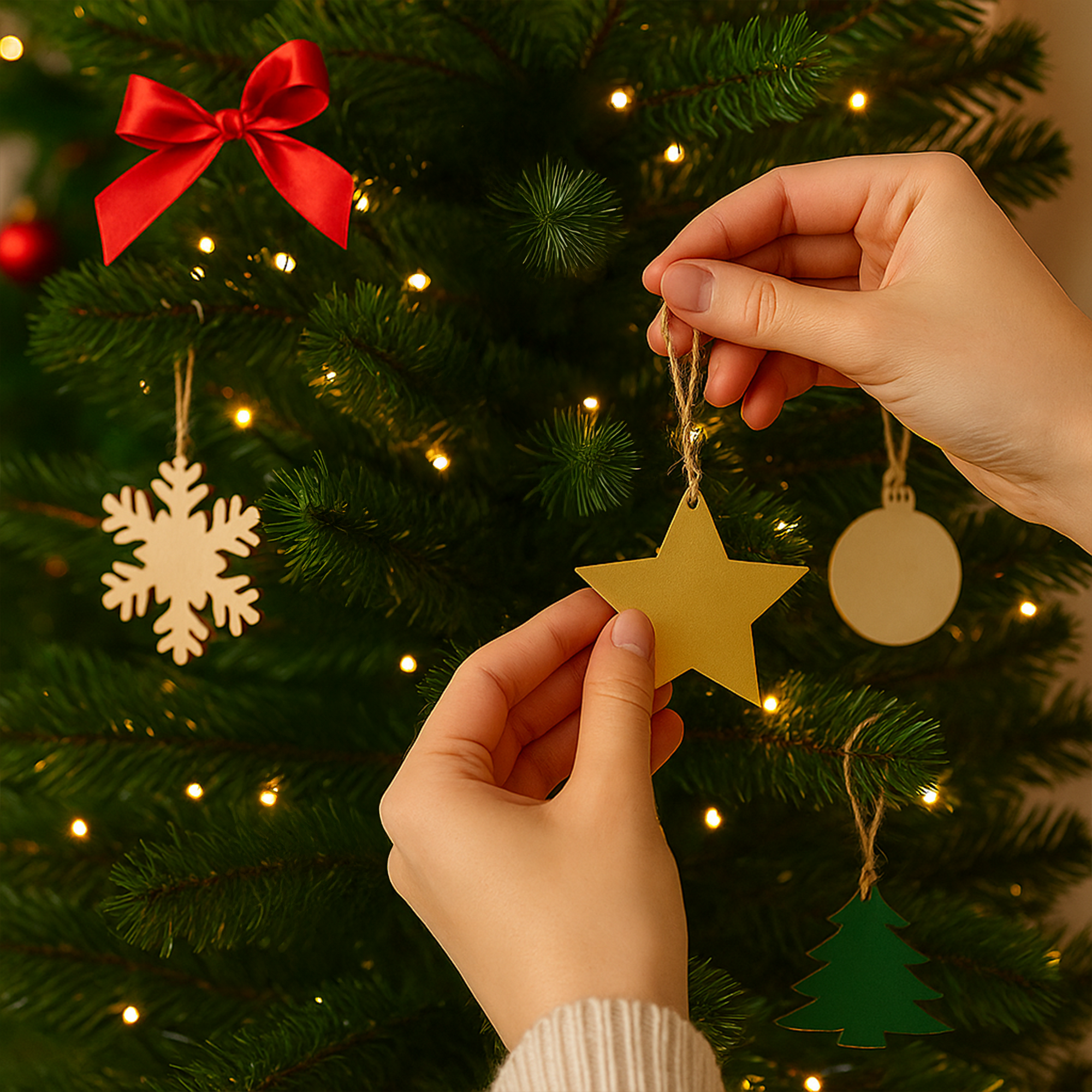 50 Sets Unfinished Wood Christmas Ornaments for Crafts - DIY Unfinished Wood Ornaments for Crafts Bulk Blank Wooden Christmas Ornaments for Xmas Tree Hanging Decoration