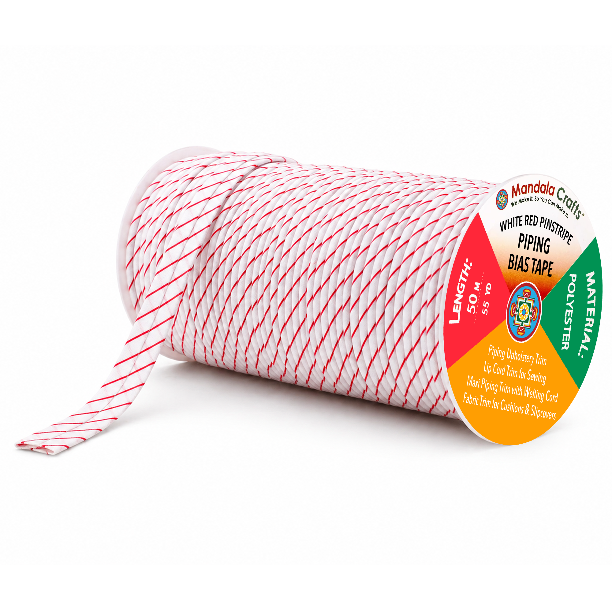 55 Yards Maxi Piping Trim with Welting Cord - 1/2 Inch Maxi Piping Bias Tape for Sewing - Lip Cord Trim by The Yard for Upholstery Trimming