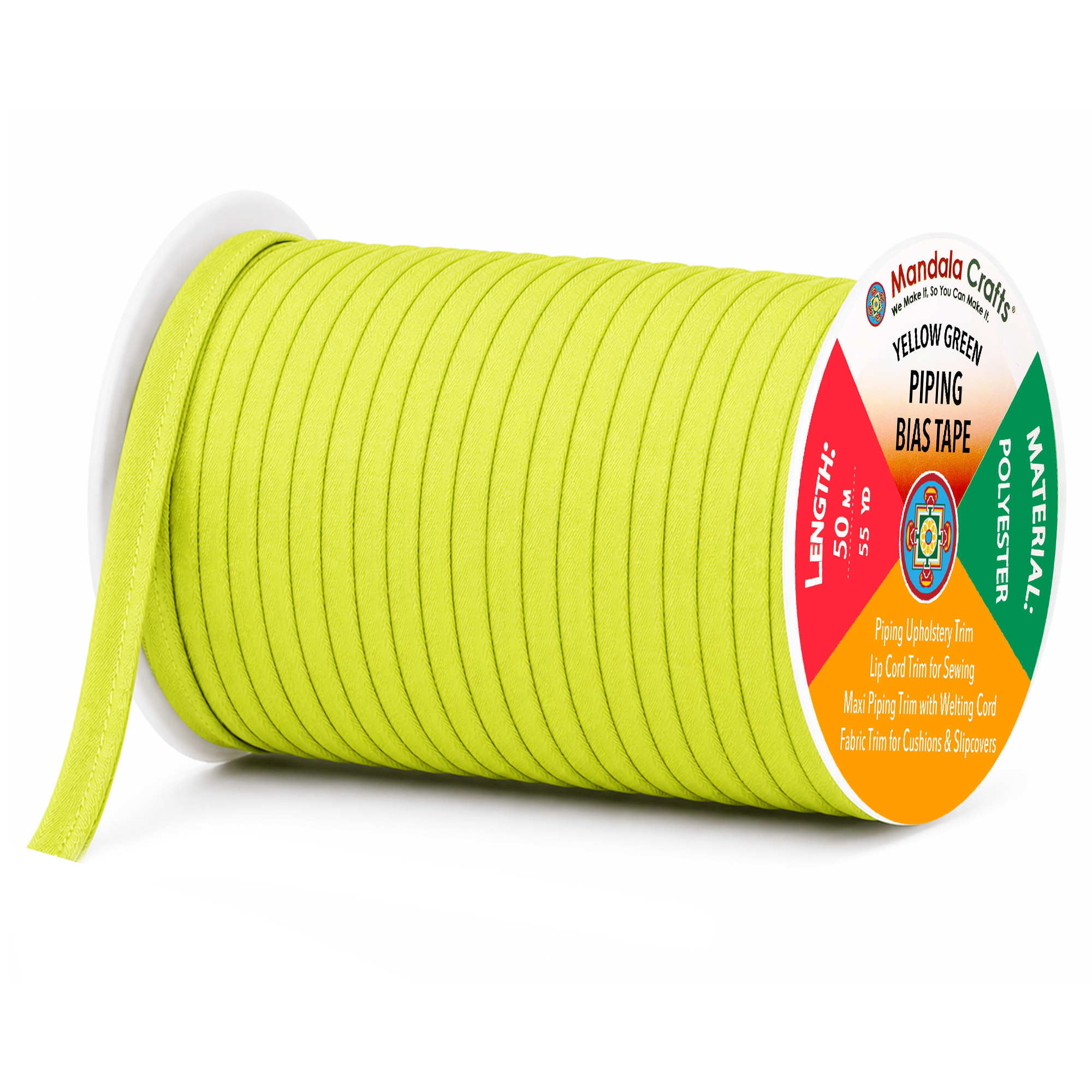 55 Yards Maxi Piping Trim with Welting Cord - 1/2 Inch Maxi Piping Bias Tape for Sewing - Lip Cord Trim by The Yard for Upholstery Trimming