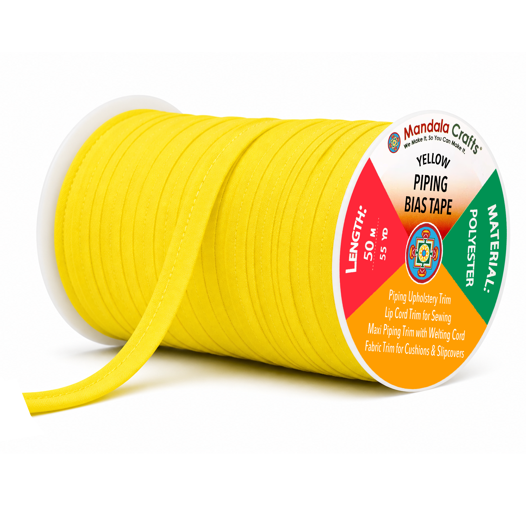 55 Yards Maxi Piping Trim with Welting Cord - 1/2 Inch Maxi Piping Bias Tape for Sewing - Lip Cord Trim by The Yard for Upholstery Trimming