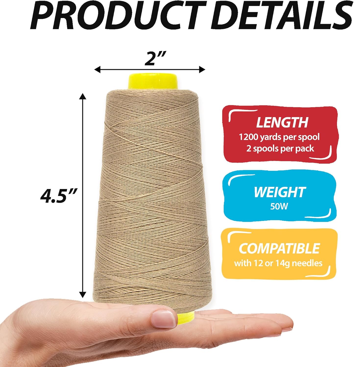 Mandala Crafts Mercerized Cotton Thread for Sewing Machine Hand Sewing - 50WT Cotton Cone Sewing Thread - 50S/2 Machine Quilting Thread Cotton Embroidery Thread