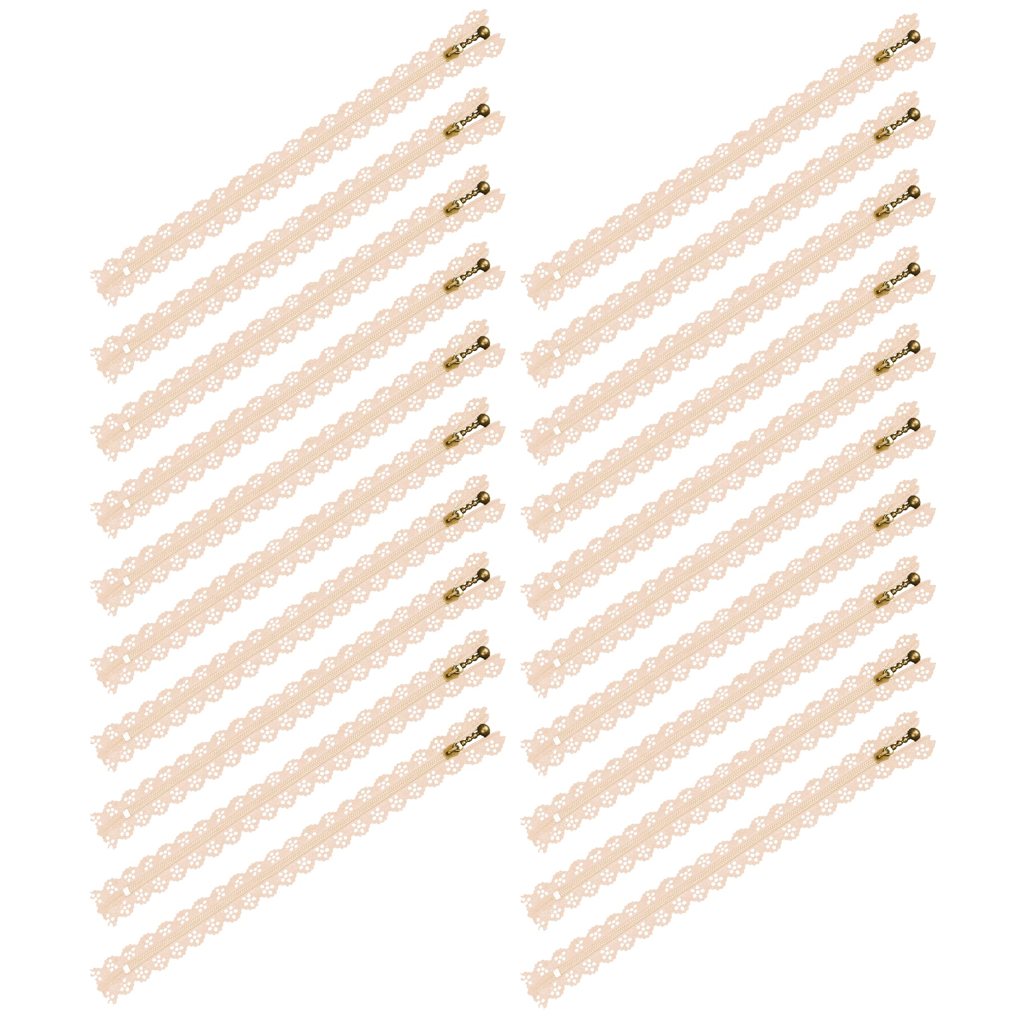 Mandala Crafts Lace Zippers Fancy Zippers for Bags & Purses - Novelty Zippers Exposed Zippers with Lace - 40 Lacy Flower Decorative Zippers for Sewing