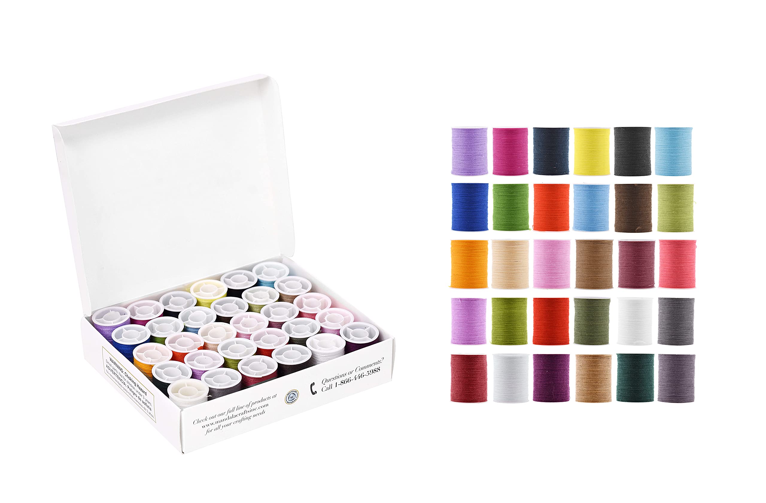 Mandala Crafts Mini-Spool Sewing Thread Kit – Spun Polyester Thread for Sewing - Sewing Thread Assortment Sewing Threads for Hand Sewing 30 Color Thread Set 20 x 30 Yards