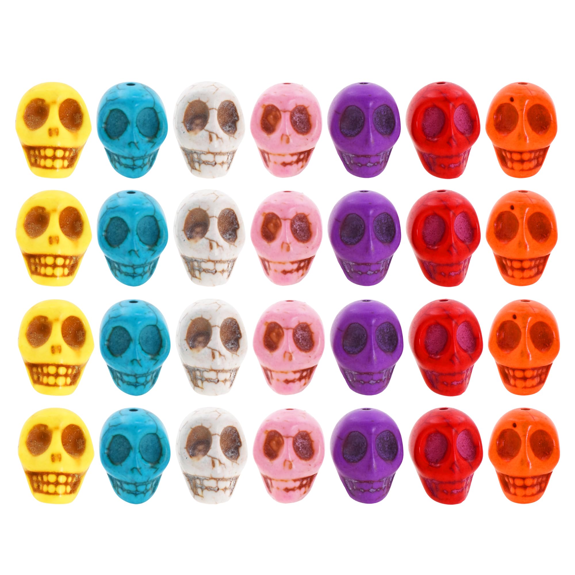 Howlite Carved Skull Beads for Jewelry Making Skull Charms - Small Skulls for Crafts - Bulk Skeleton Beads Skull Head Beads for Bracelet Spacer Necklace