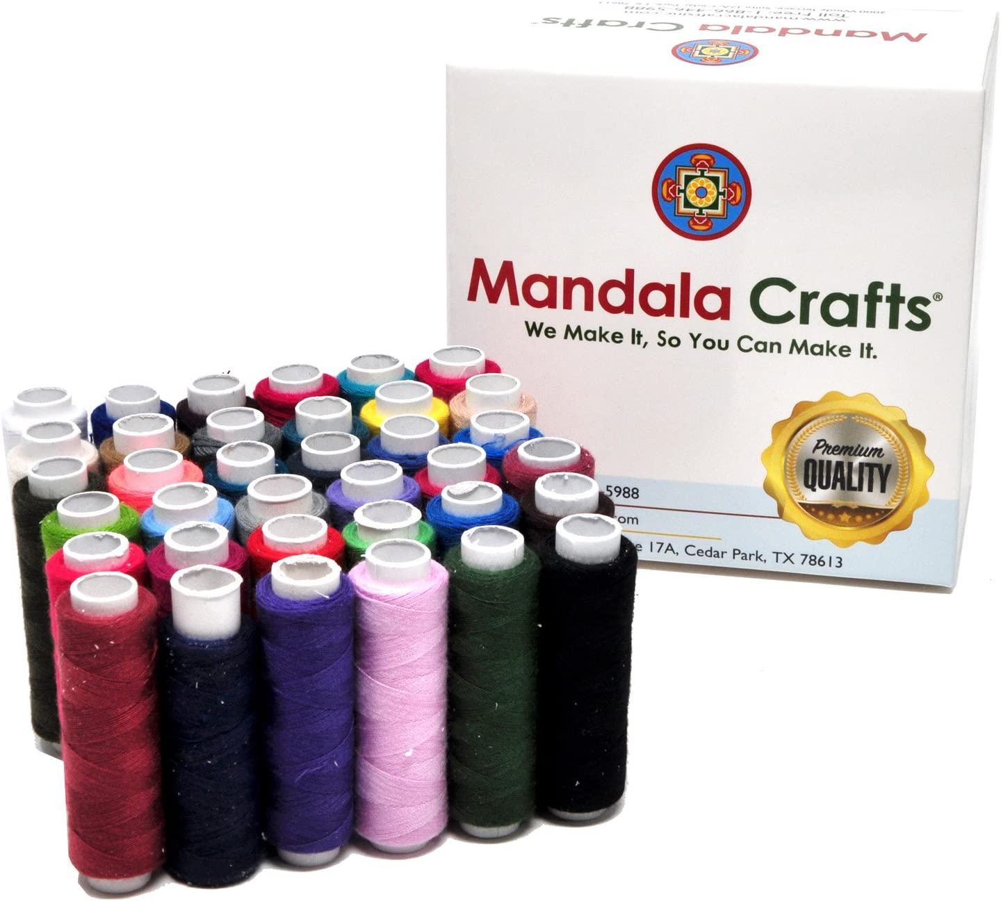 Mandala Crafts 36 Color All Purpose Hand Machine Sewing Embroidery Polyester Thread Assortment Spools Kit (36 Colors)
