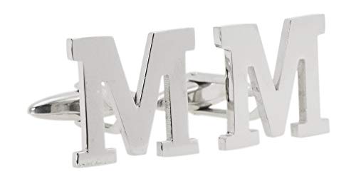 Mudra Crafts Letter M Initial Cufflinks for Men Set - Mens Stainless Cuff Links with Initials - Monogram Stainless Steel Alphabet Cufflinks
