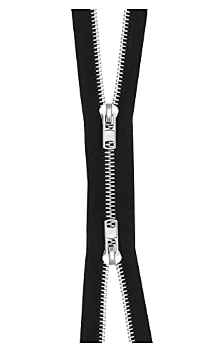 Silver Heavy Duty Two Way Zipper with Two Way Jacket Zipper Pull
